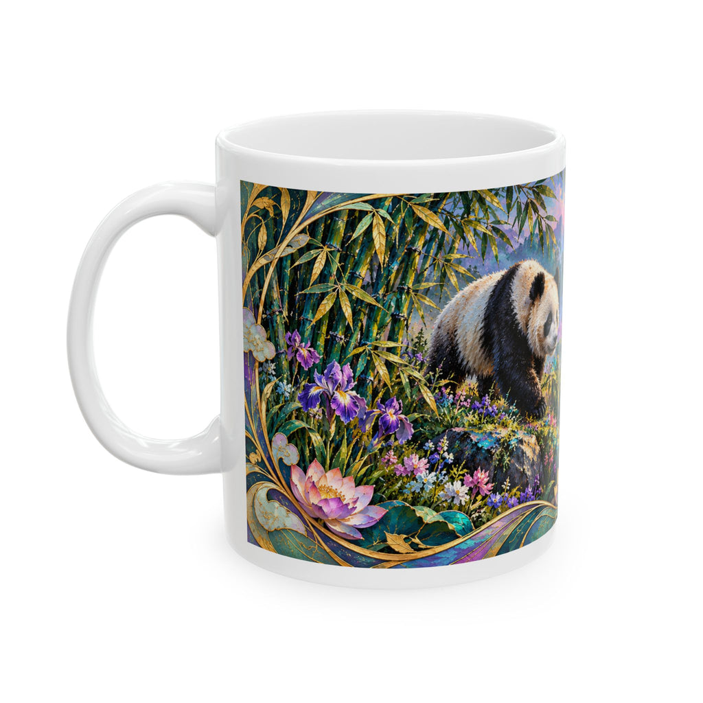 Panda Mug – Asian-Inspired Art Nouveau Panda Bear Coffee Cup, Bamboo Nature Gift