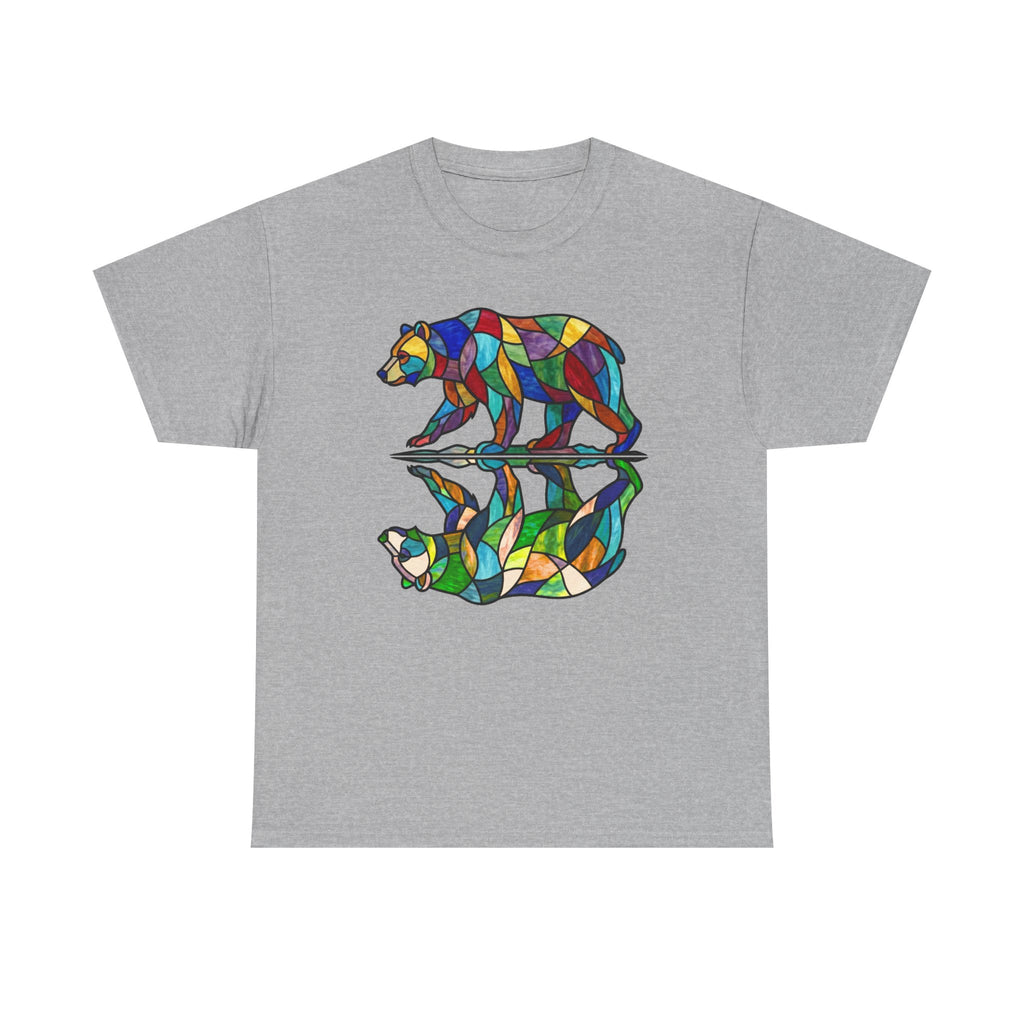 Stained Glass Bear Reflection T-Shirt — Colorful Nature Graphic Tee