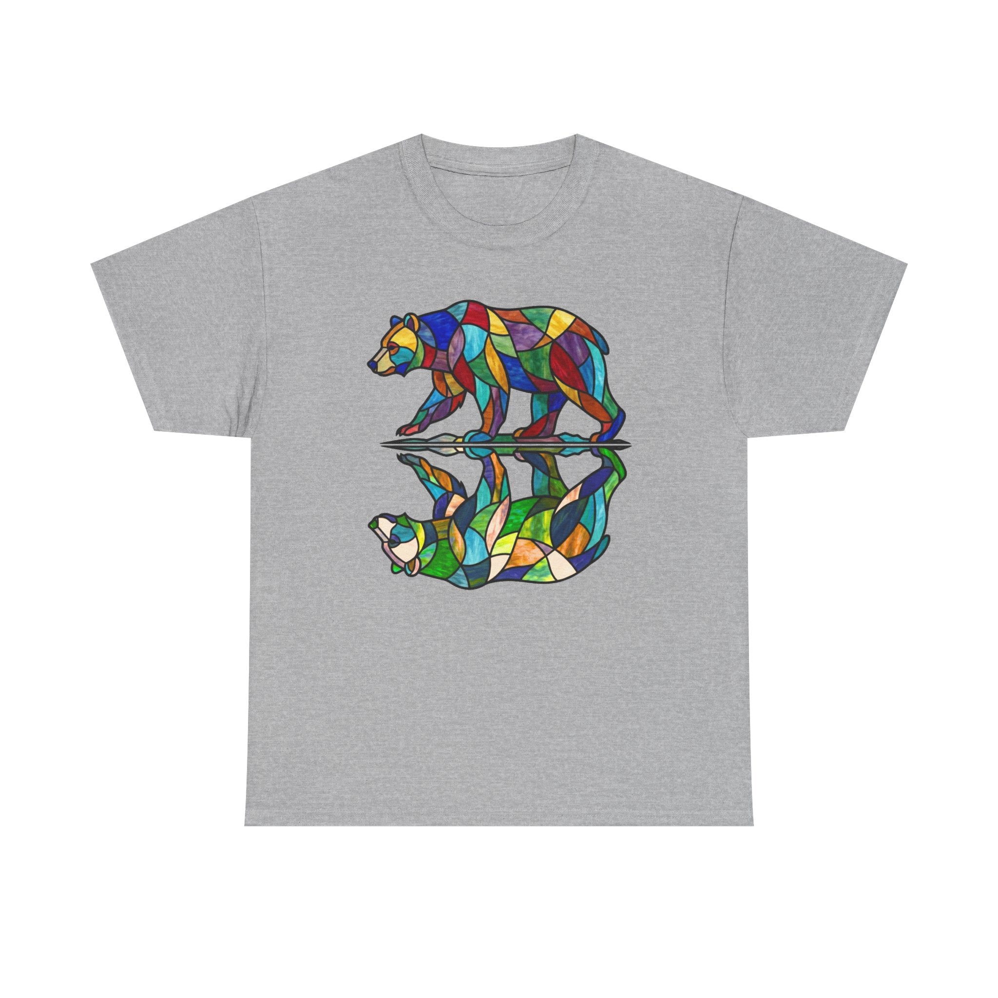 Stained Glass Bear Reflection T-Shirt — Colorful Nature Graphic Tee