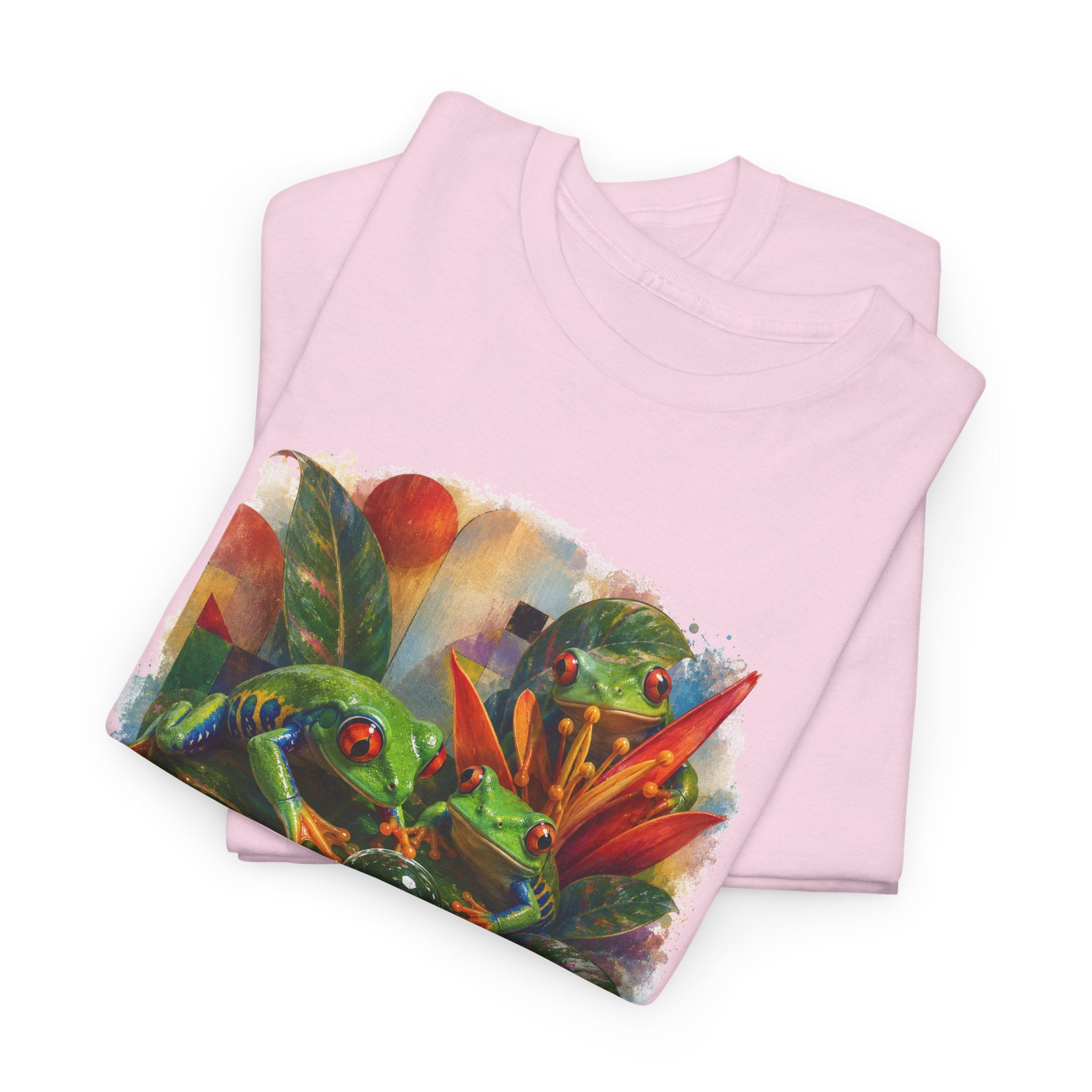 Tropical Leaf Watercolor T-Shirt — Vibrant Botanical Tee. Tree Frog tee