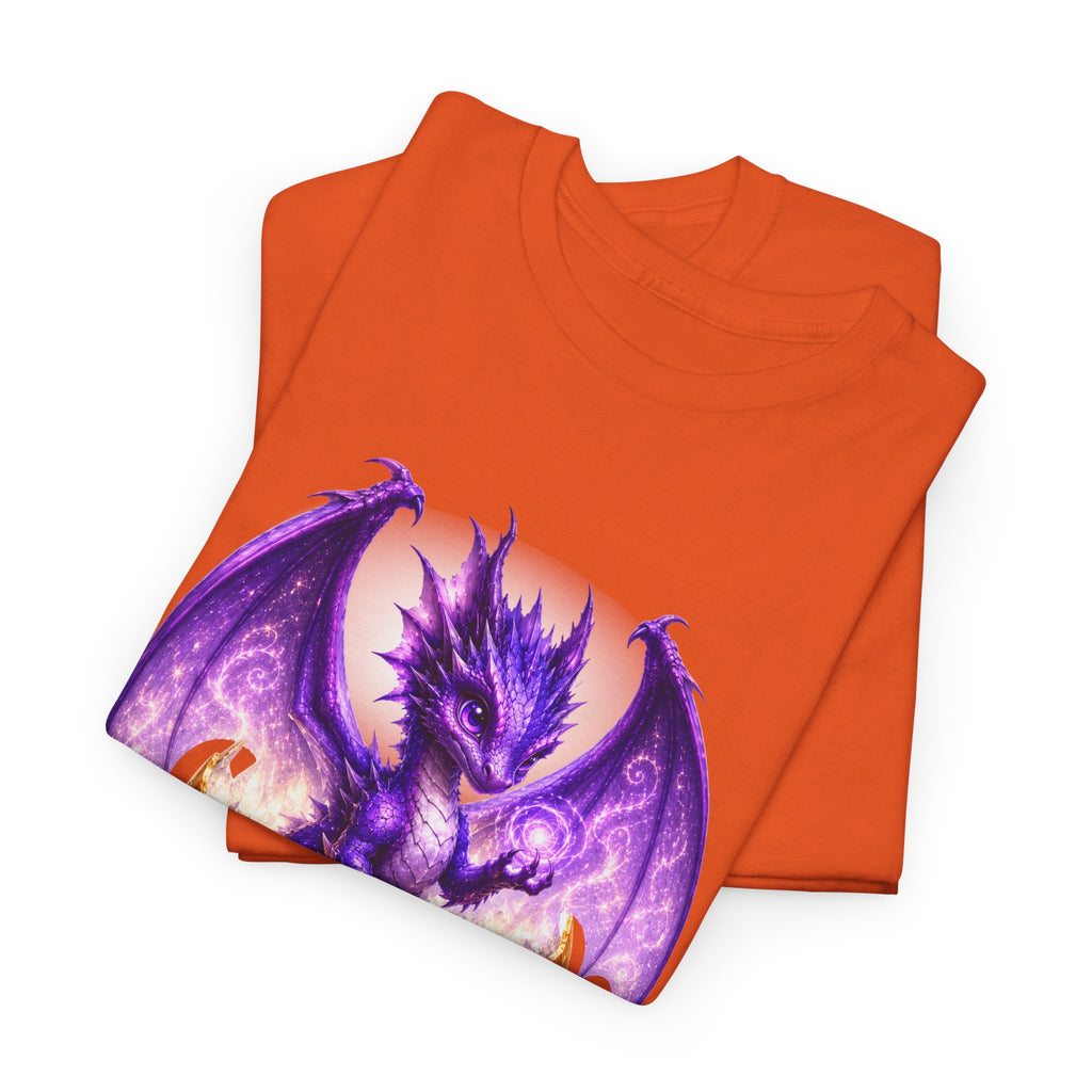 Purple Dragon Hatching Tee — Fantasy Baby Dragon T-Shirt