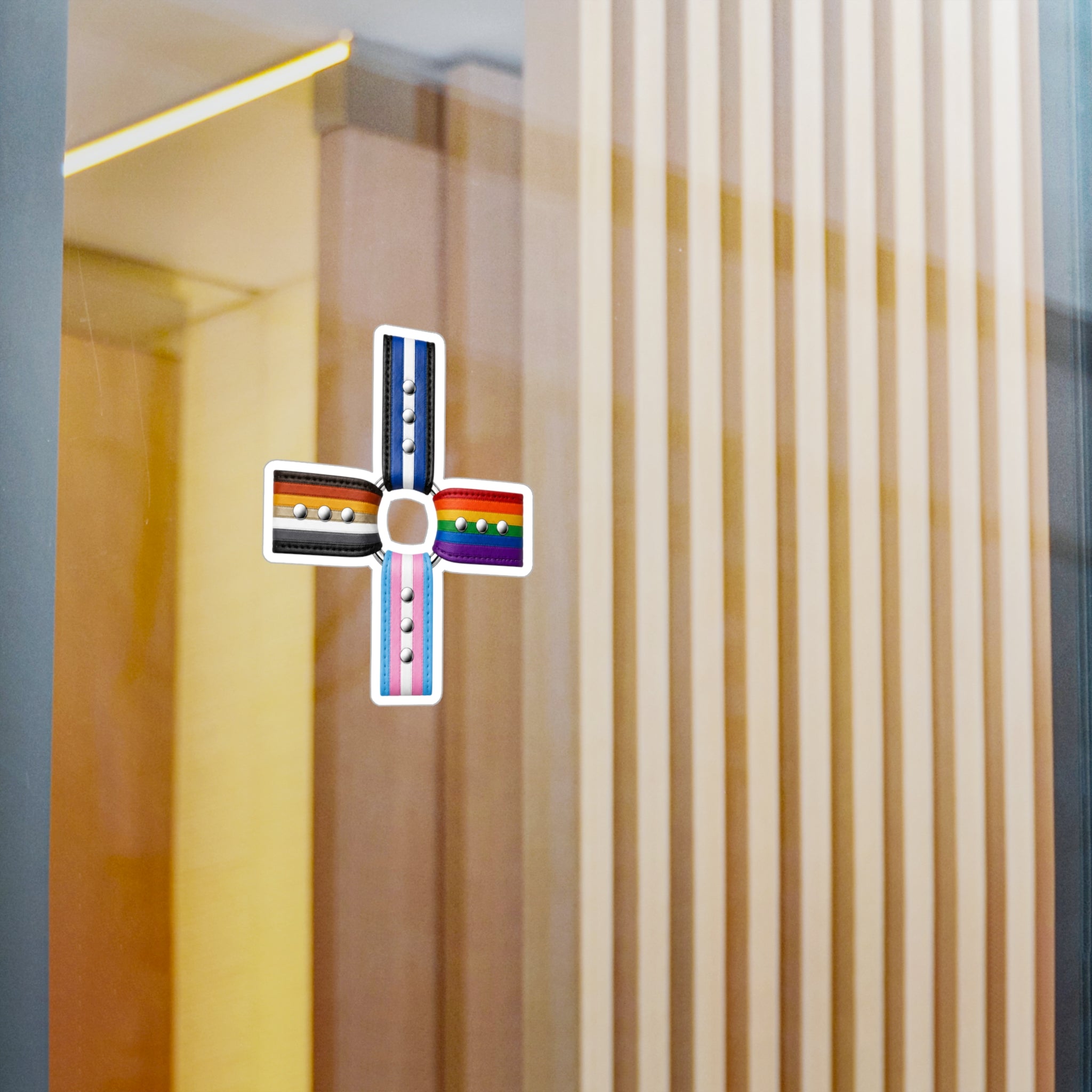 Pride Flag Cross Vinyl Sticker — Kiss-Cut LGBTQ+ Ally Decal (Rainbow, Trans & Stripes)