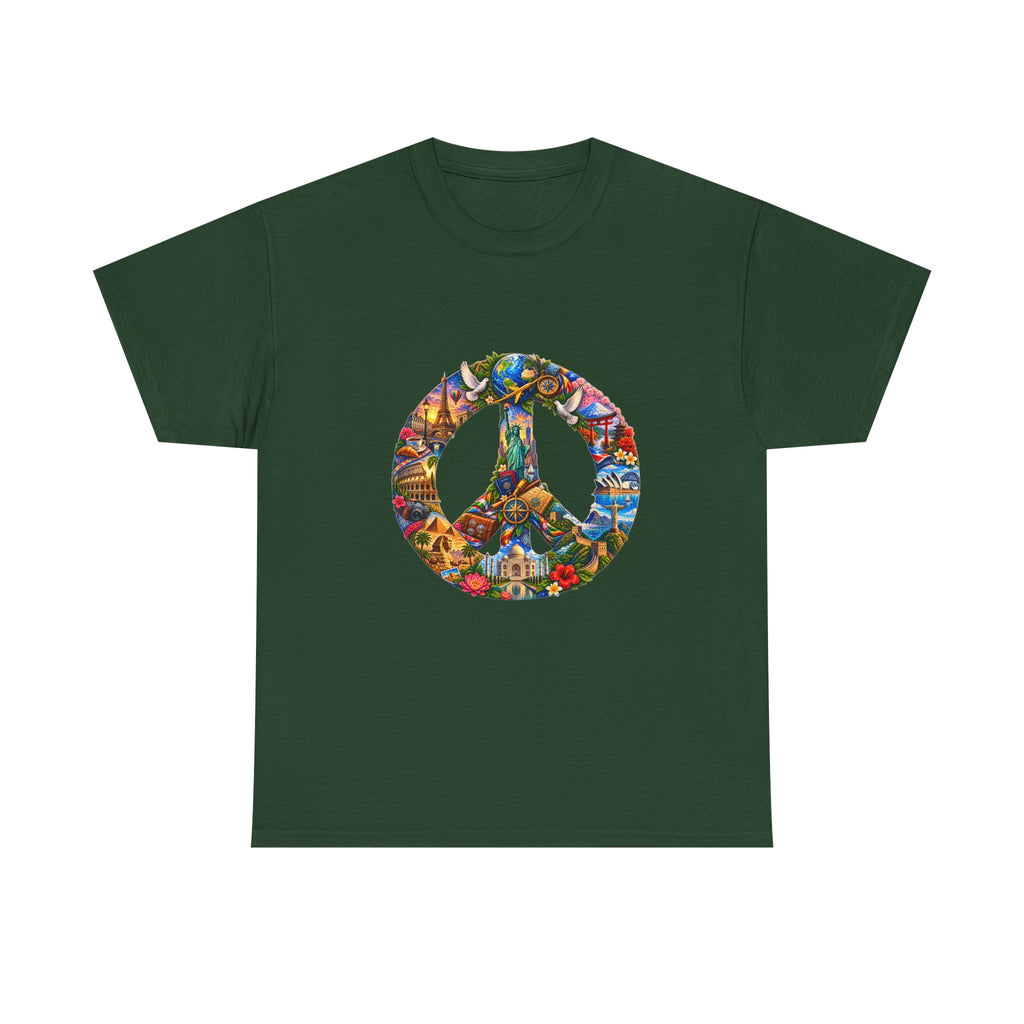 Peace Sign Graphic Tee — Colorful Psychedelic Peace Symbol T-Shirt. World Peace shirt