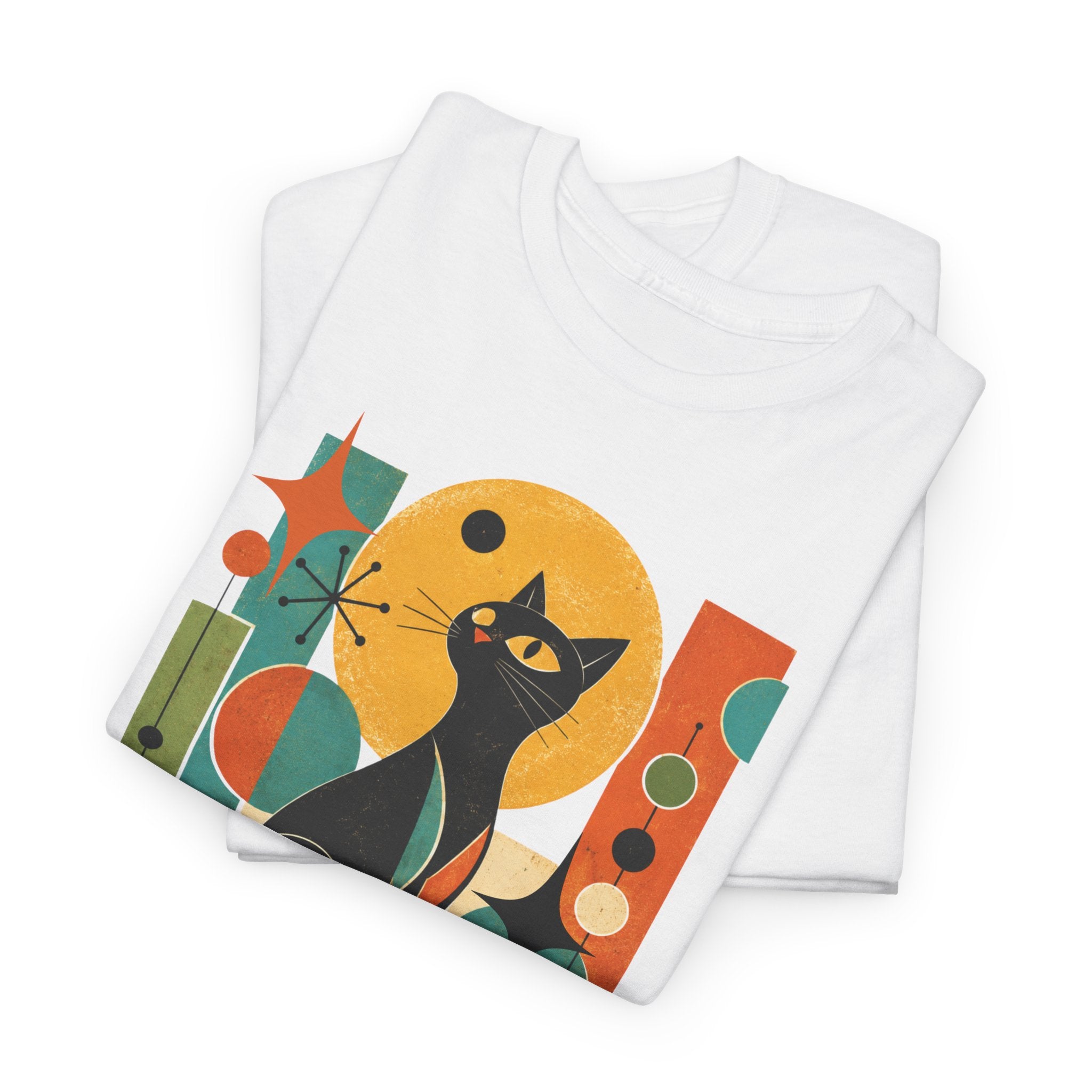 Paws and Reflect Cat T-Shirt. Mod Tangentsies Cat. Mood cat T-shirt