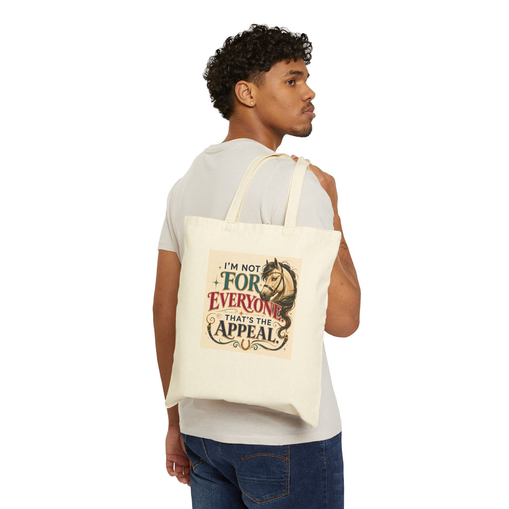 Horse Lover Tote Bag — “I’m Not For Everyone, That’s The Appeal” Canvas Tote