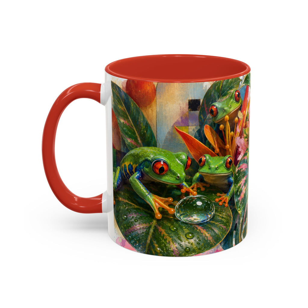 Tropical Tree Frog Coffee Mug — Colorful Rainforest Lily Accent Mug (11/15oz)