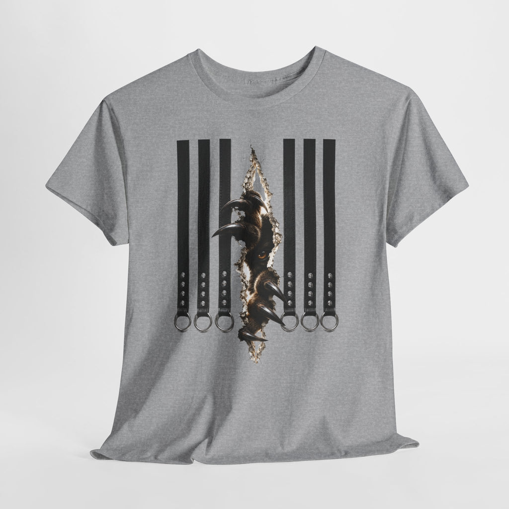 Graphic Tee — Leather straps with rings. Beast tearing out of the chest. Unleashing the wild beast inside