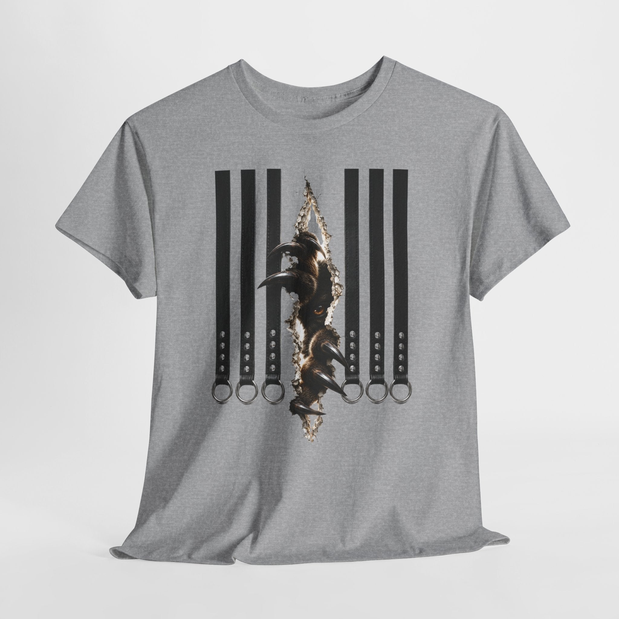 Graphic Tee — Leather straps with rings. Beast tearing out of the chest. Unleashing the wild beast inside