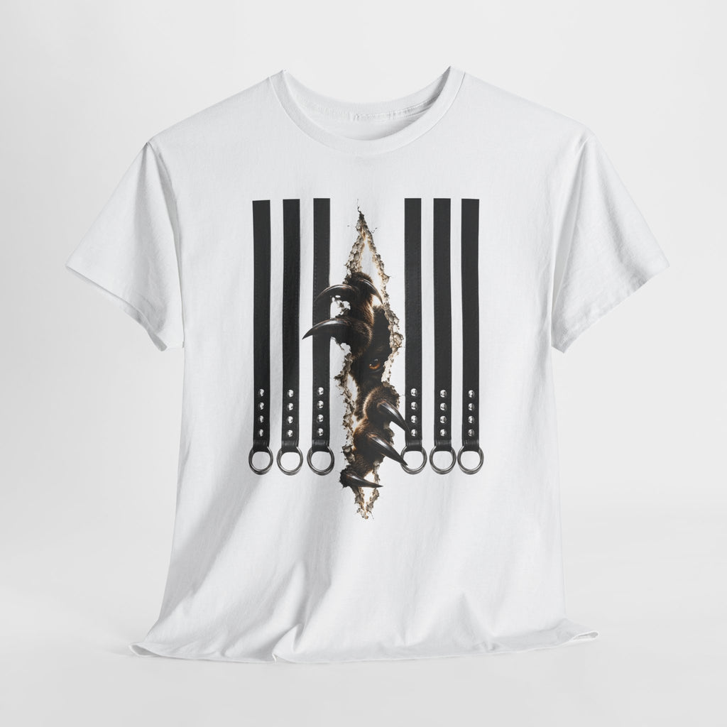 Graphic Tee — Leather straps with rings. Beast tearing out of the chest. Unleashing the wild beast inside