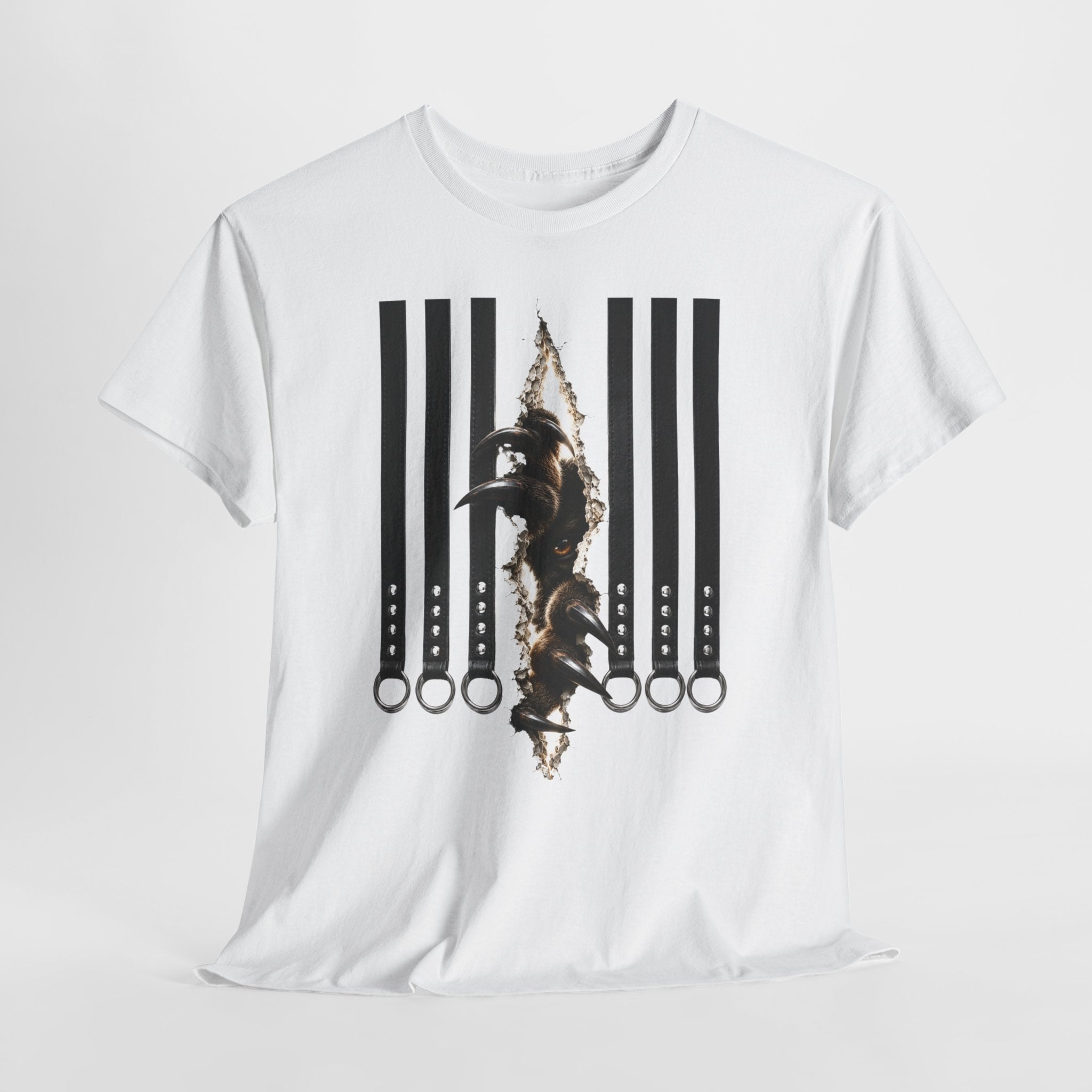 Graphic Tee — Leather straps with rings. Beast tearing out of the chest. Unleashing the wild beast inside