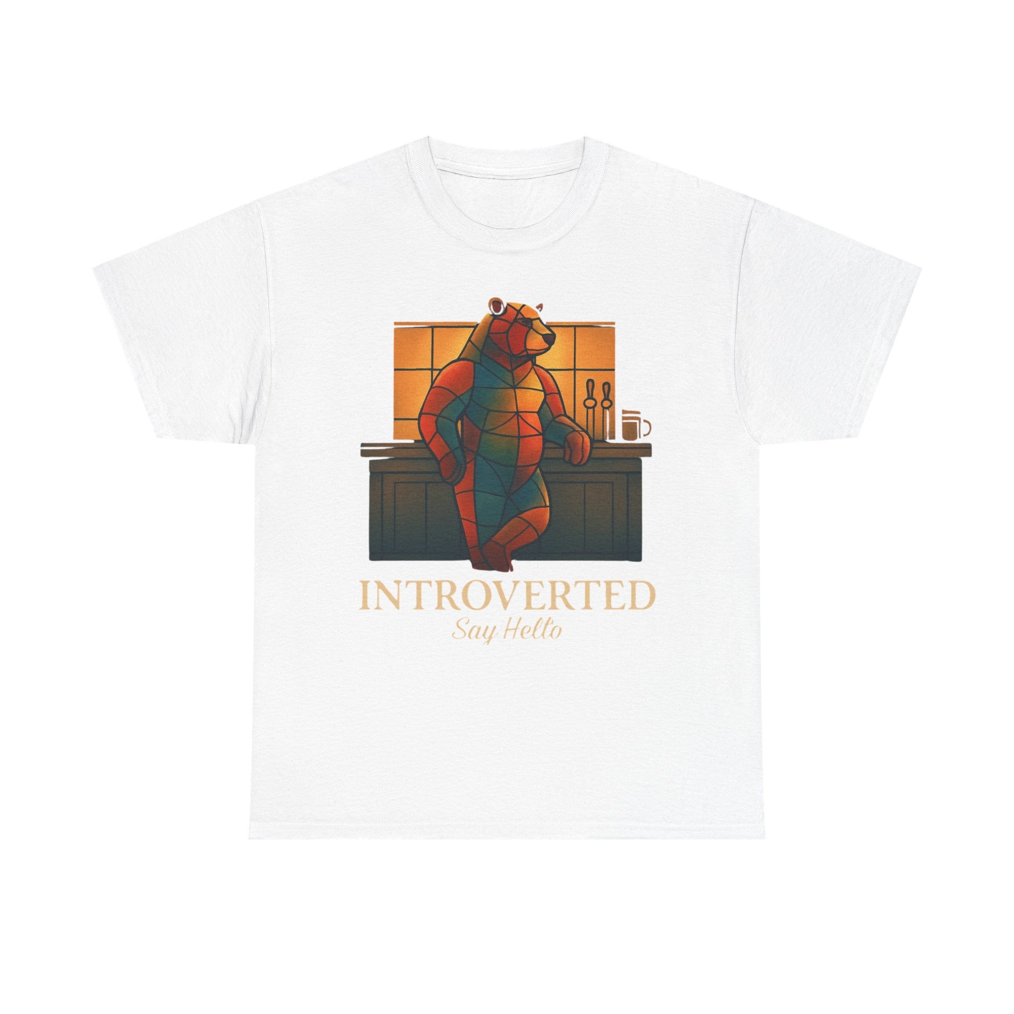 Introverted Bear Man T-Shirt — 'Say Hello' Bar Humor Tee