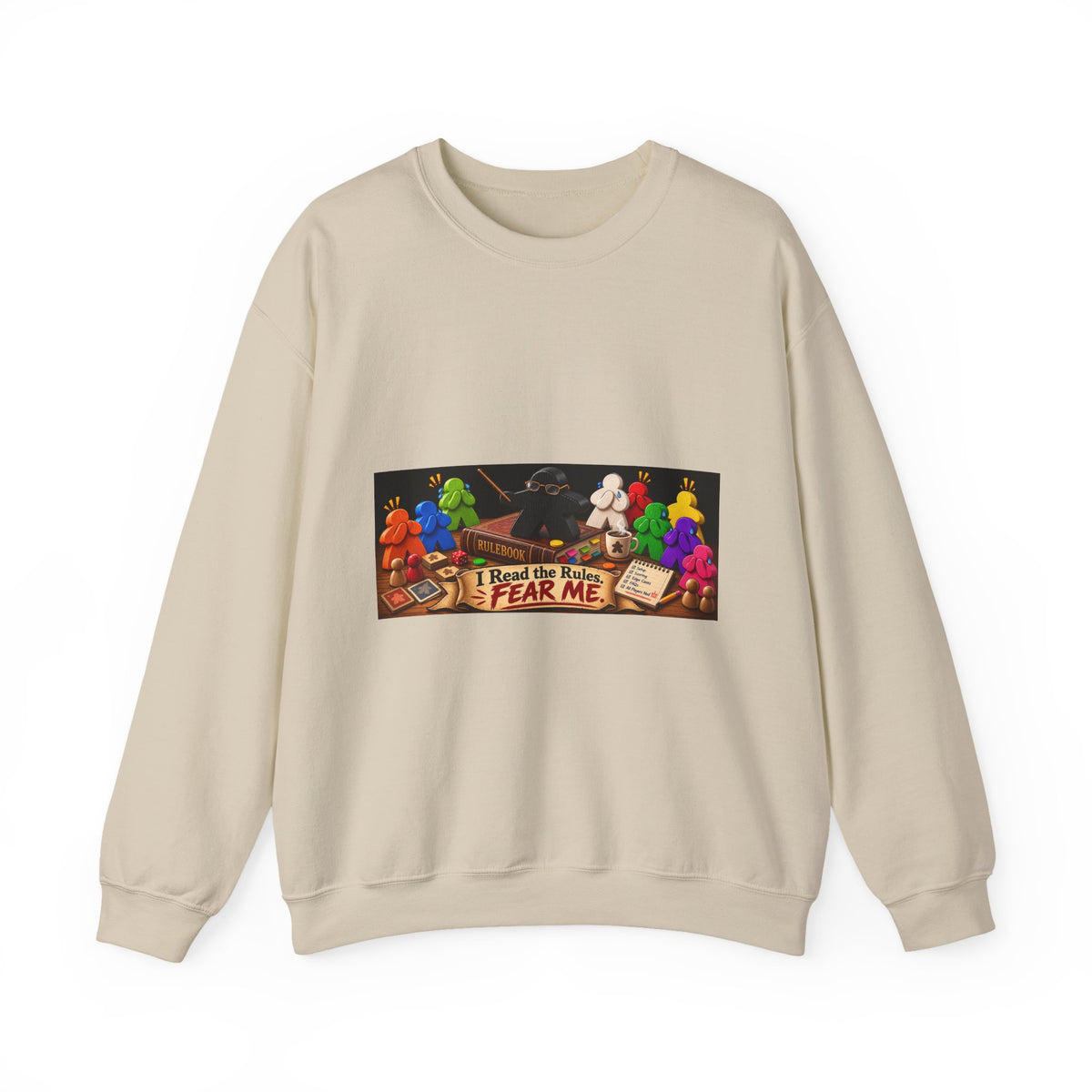 Crewneck Sweatshirt — "I Read the Rules, Fear Me" Among Us Gaming Graphic