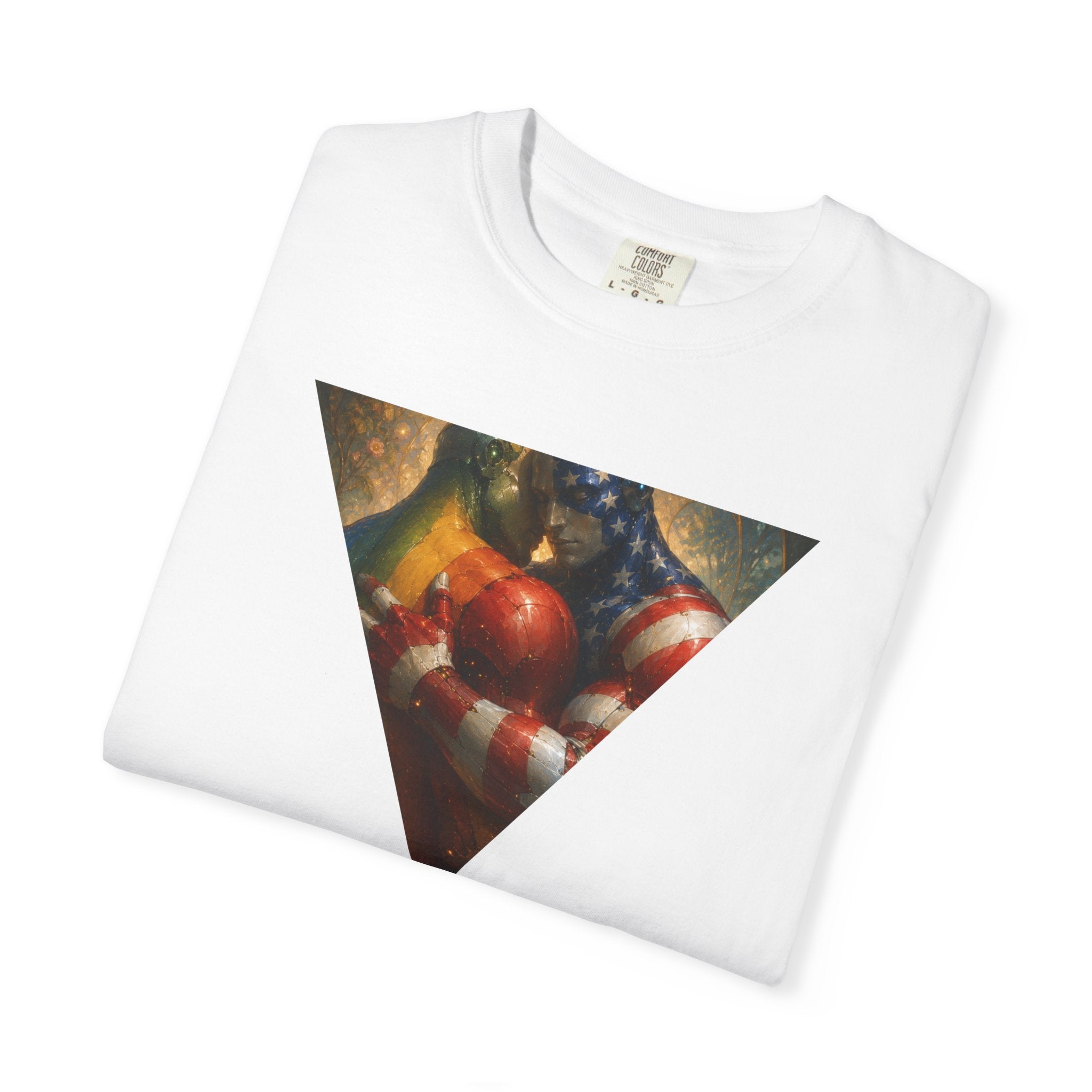 Triangle Galaxy Fruit Graphic T-Shirt, Patriotic. American. Fantasy Pride Shirt LGBTQ Fantasy Clothing Queer Geek Graphic Tee Gay Geek T-Shirt Queer Nerd Apparel LGBTQ Nerd Shirt