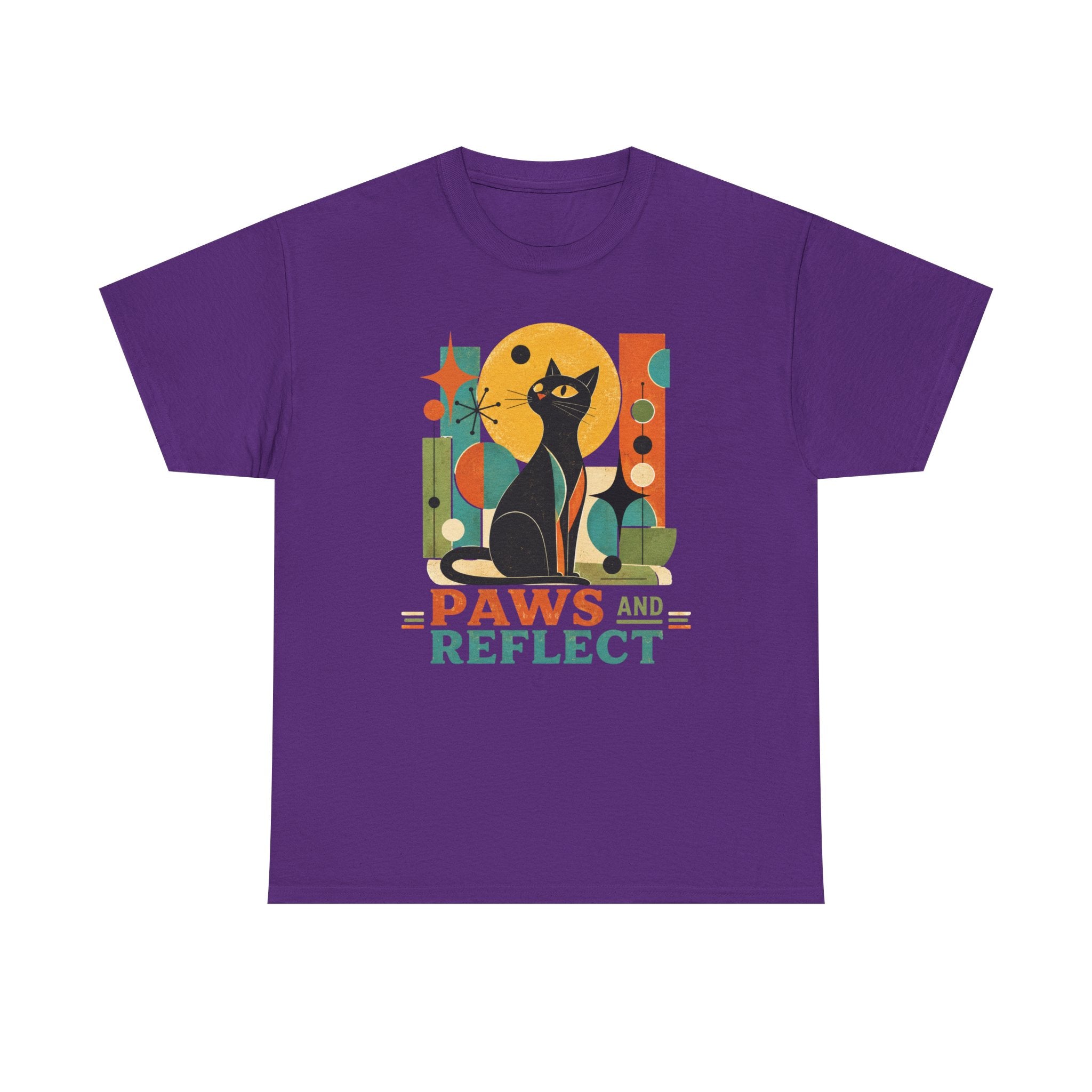 Paws and Reflect Cat T-Shirt. Mod Tangentsies Cat. Mood cat T-shirt