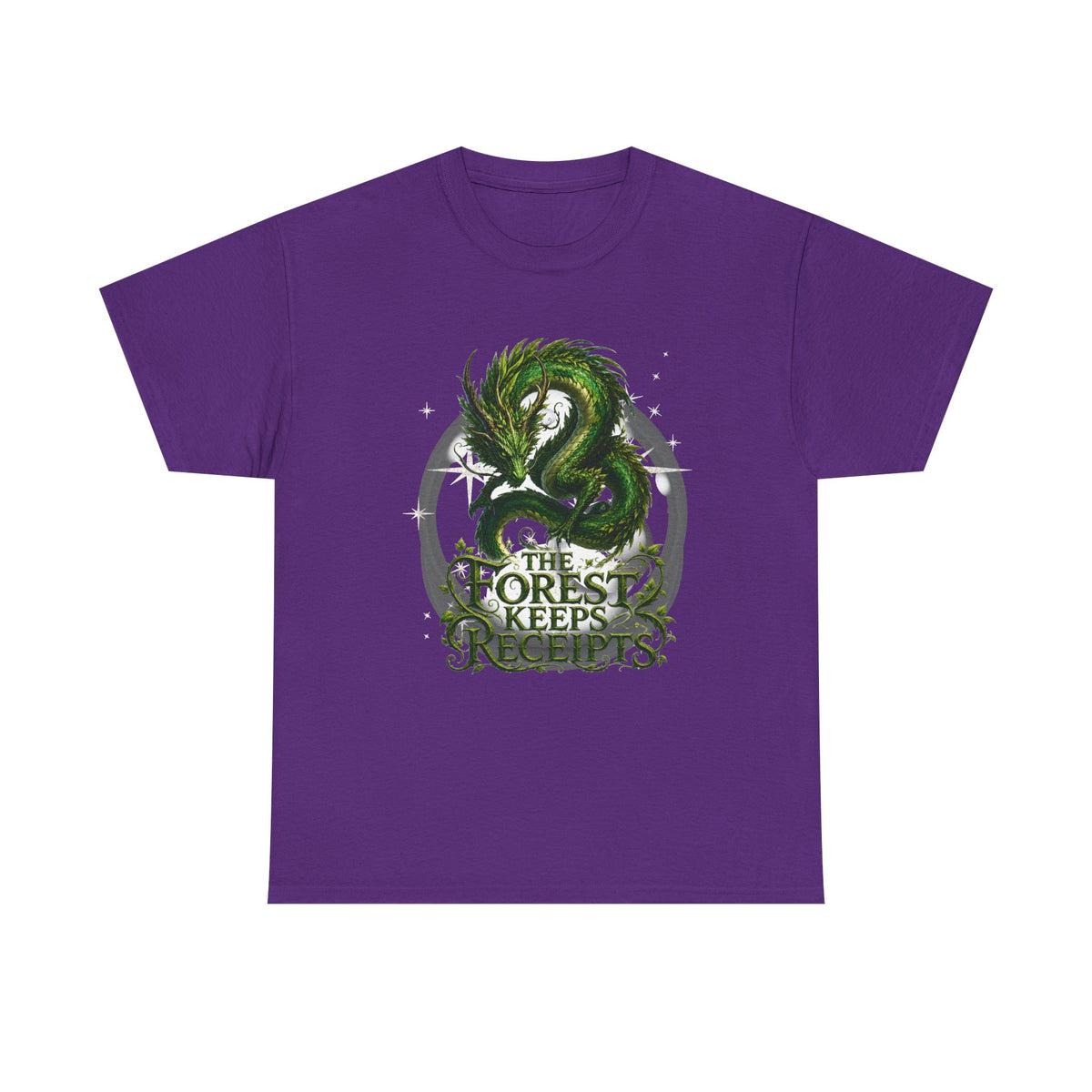 T-Shirt — "The Forest Keeps Receipts" Green Dragon Nature Graphic Tee