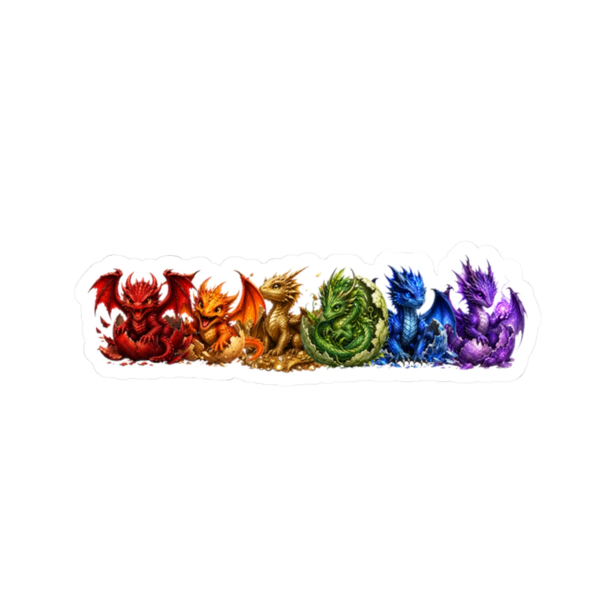Rainbow Baby Dragons Kiss-Cut Sticker