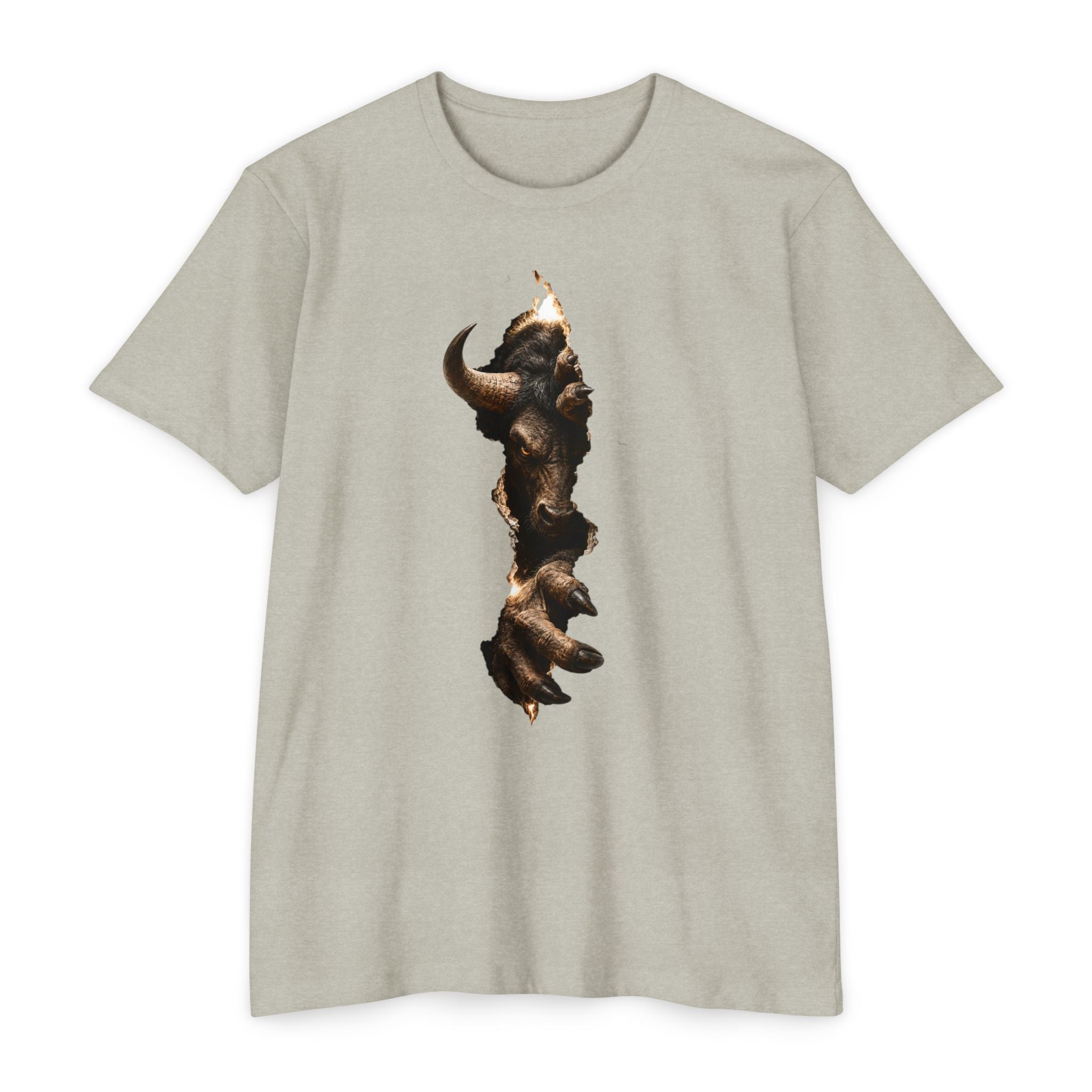 Bison Vertical Print T‑Shirt — Rustic Western Buffalo Graphic Tee. The inner Beast tearing its way out.
