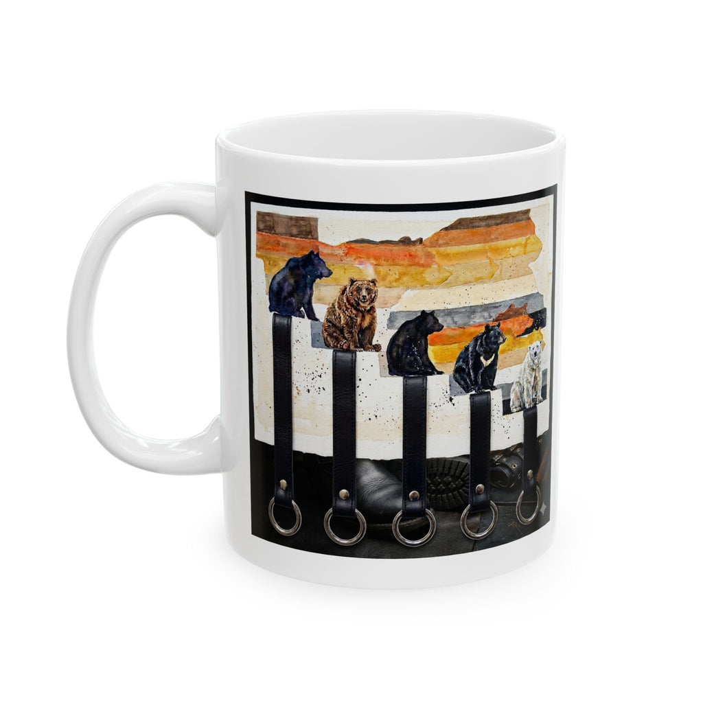 Vintage Western Dogs Ceramic Mug – Retro Rodeo Art Coffee Cup (11oz, 15oz) Bear Pride. Leather man pride. Bears in leather.