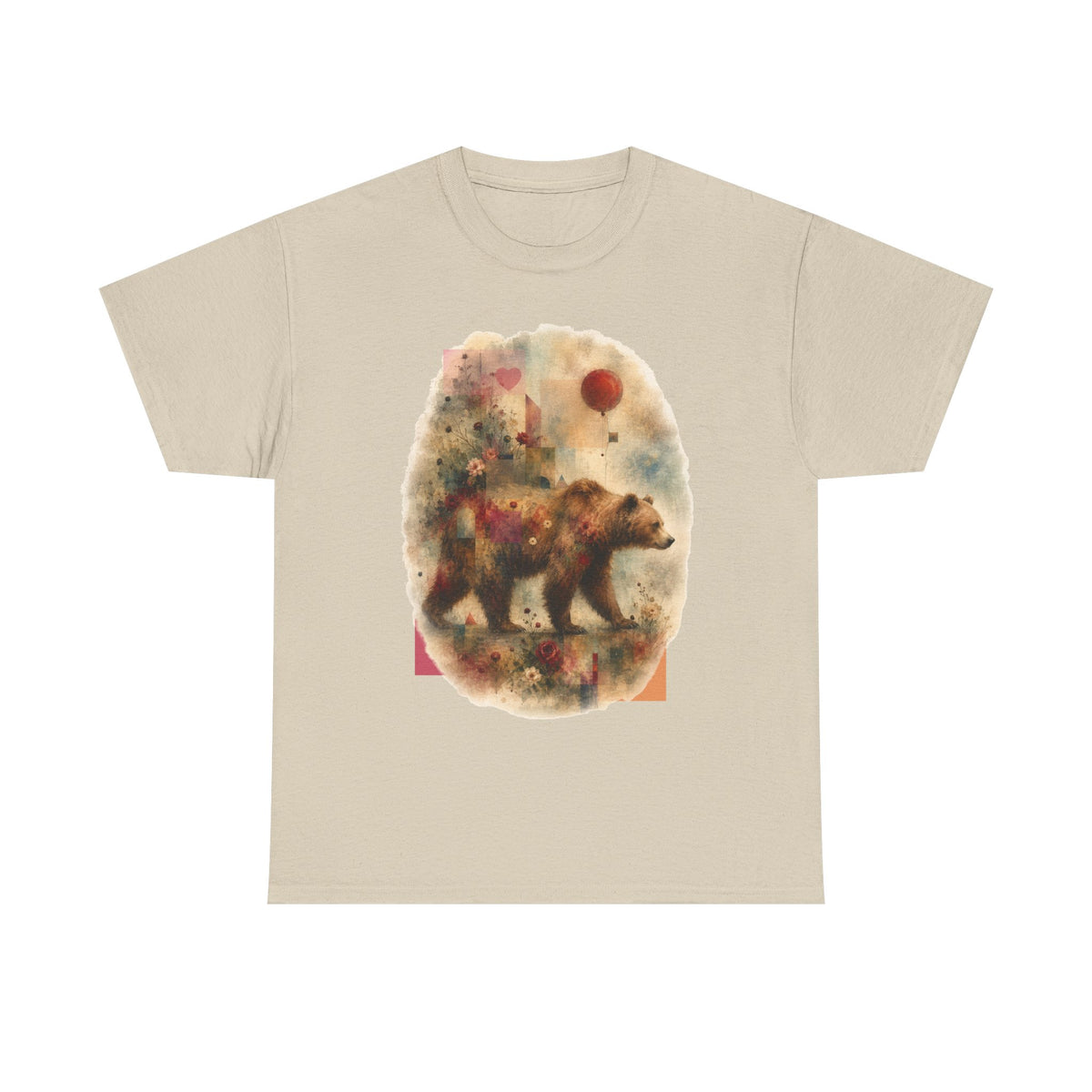 Bear and Balloon T-Shirt — Whimsical Watercolor Forest Bear Graphic Tee
