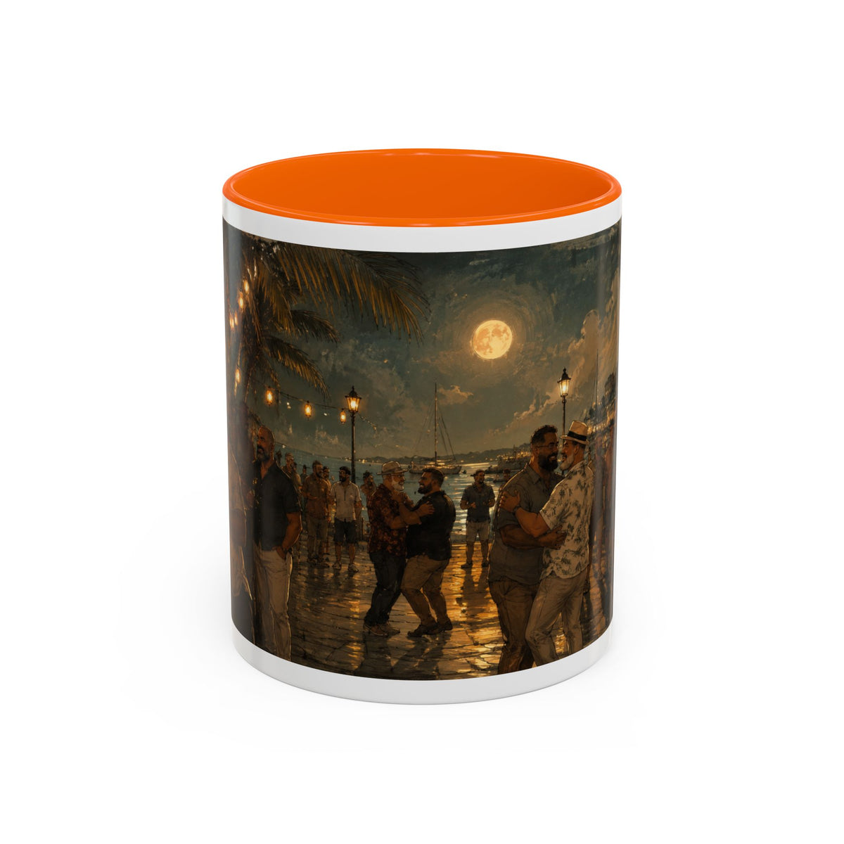 Tropical Night Market Coffee Mug — Moonlit Street Scene Accent Mug (11/15oz) This is a Bear community Bear event coffee Mug.