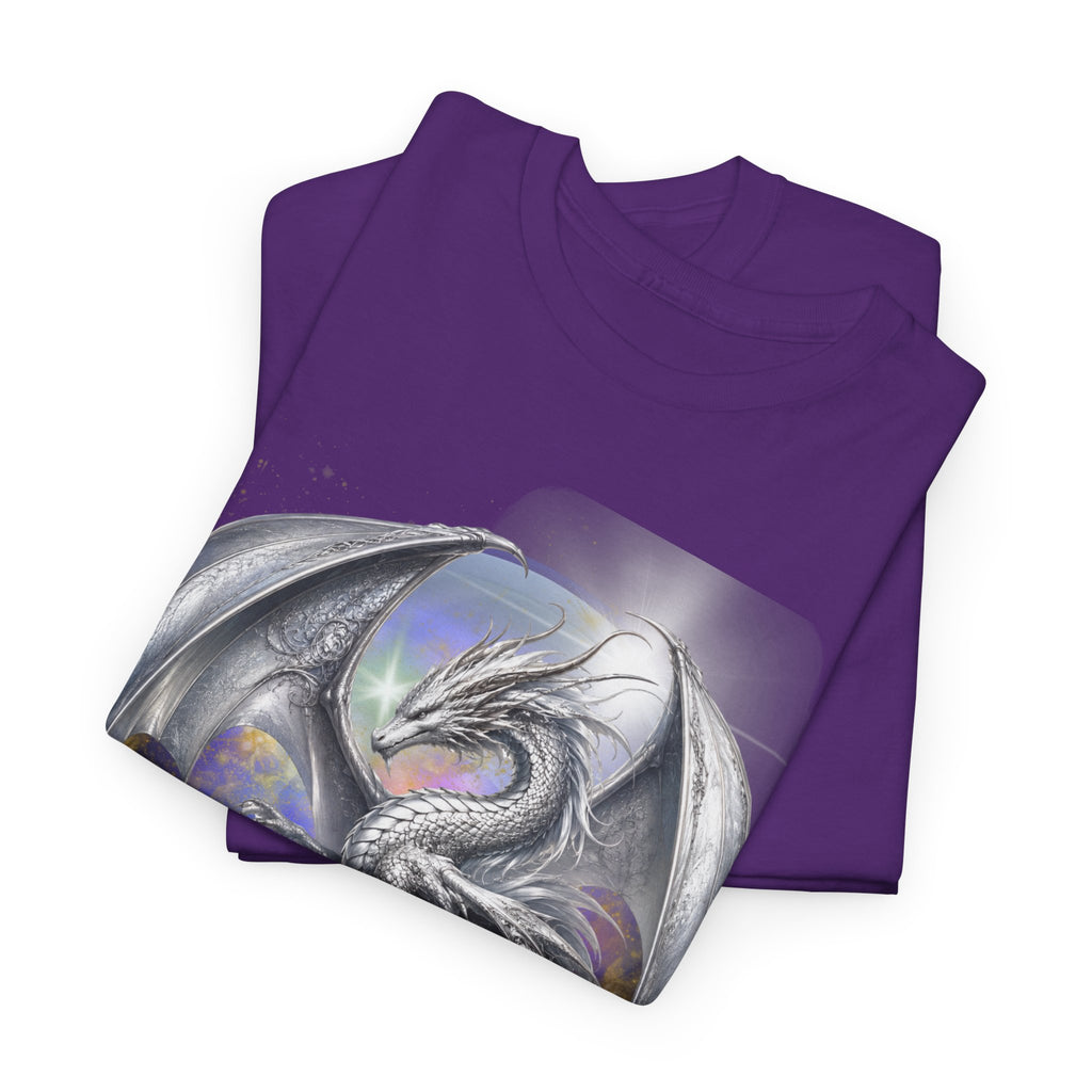 Dragon Circle T-Shirt — Mystic Silver Fantasy Dragon Graphic Tee Silver dragon. Majestic dragon. The best dragon t-shirt.