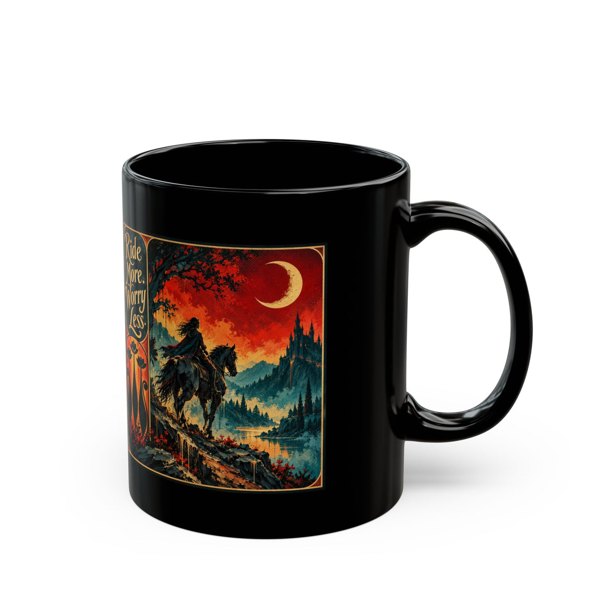 Horse Lover Coffee Mug – Equestrian Art Mug with Jewel Tone Horse Painting