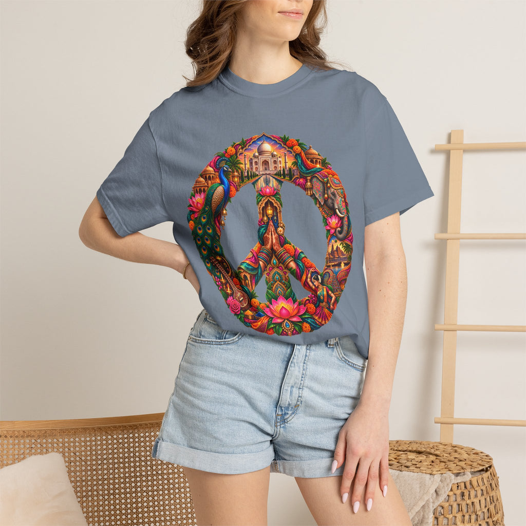 Peace Sign Floral T-Shirt — Colorful Boho Hippie Graphic Tee