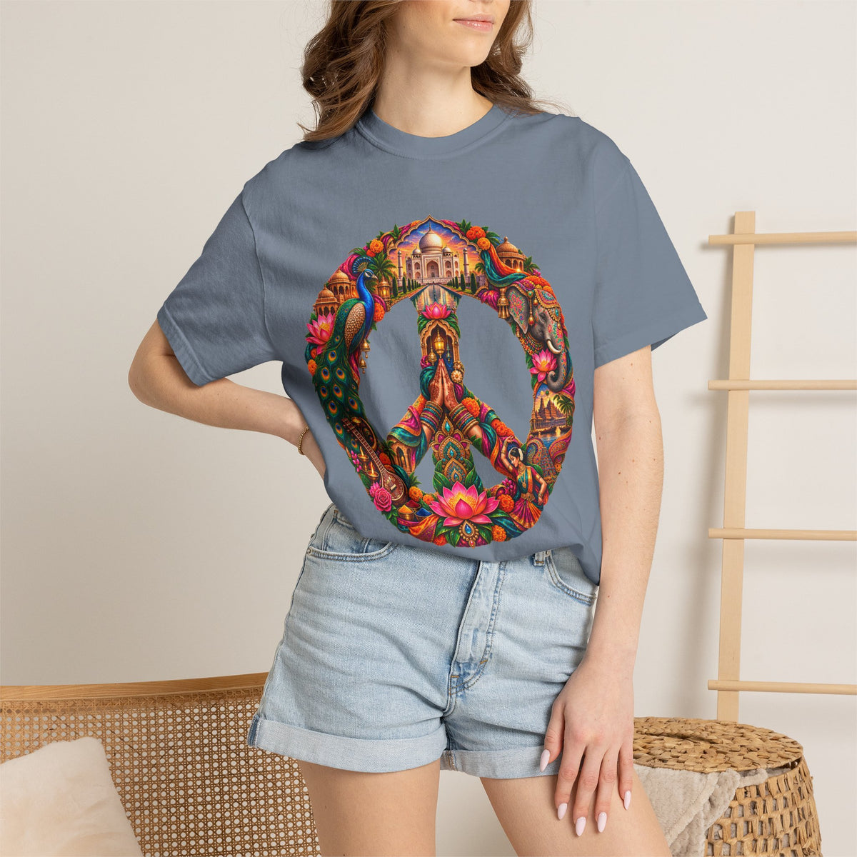 Peace Sign Floral T-Shirt — Colorful Boho Hippie Graphic Tee