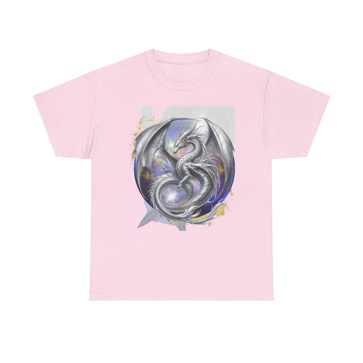 Dragon Circle T-Shirt — Mystic Silver Fantasy Dragon Graphic Tee Silver dragon. Majestic dragon. The best dragon t-shirt.