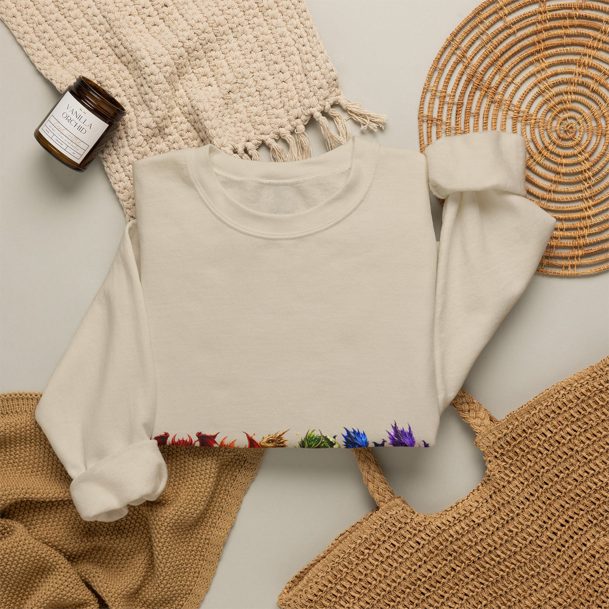 Rainbow Cat Crewneck Sweatshirt — Colorful Pride Cat Line Graphic