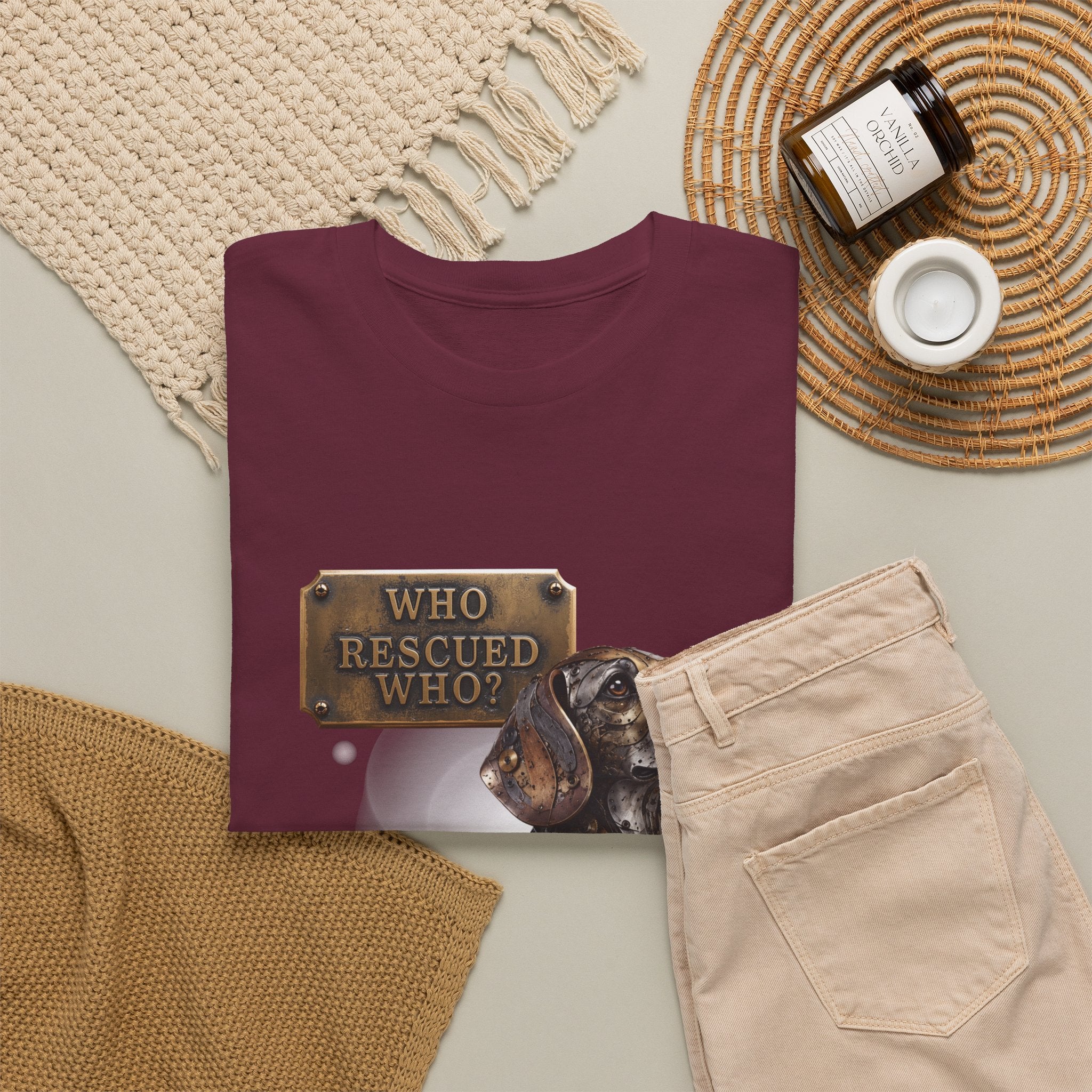 Dog Rescue T-Shirt – "Who Rescued Who" Rescue Pup Tee. A steampunk, mechanical Beagle for all Beagle Moms and Dads
