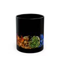 Dragon Hatchlings Black Mug — Colorful Elemental Baby Dragons Coffee Cup (11oz/15oz)Rainbow Dragons