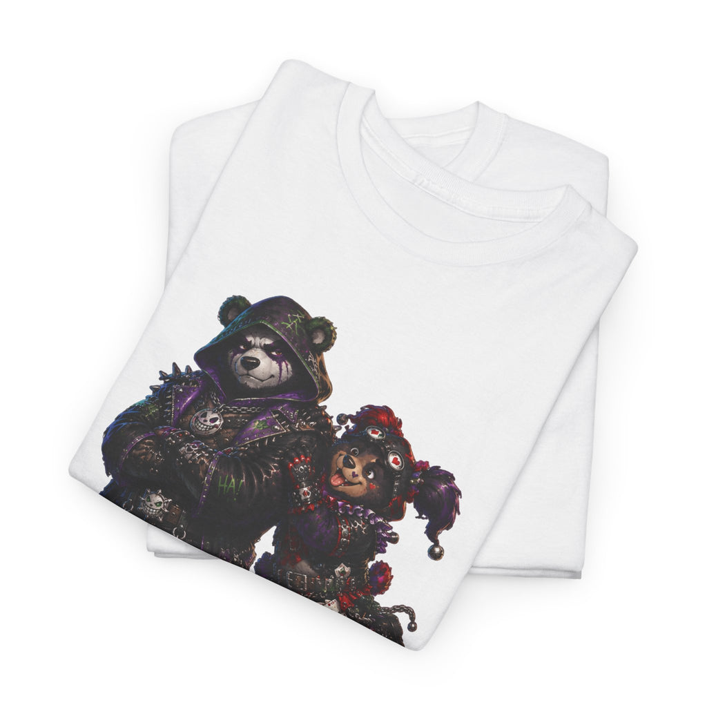 Gothic Bear Duo T-Shirt. Dark Night biker bear mashup tee. Hardly Joking around in Gothic gear.