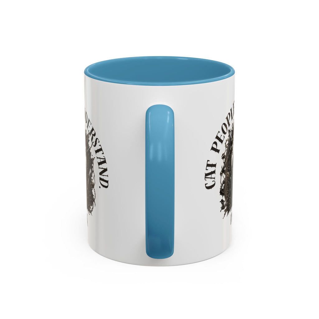 Cat People Understand Accent Mug — 'IYKYK' Black-Trim Coffee Cup. Cat lovers. Cat people. Cat mug.