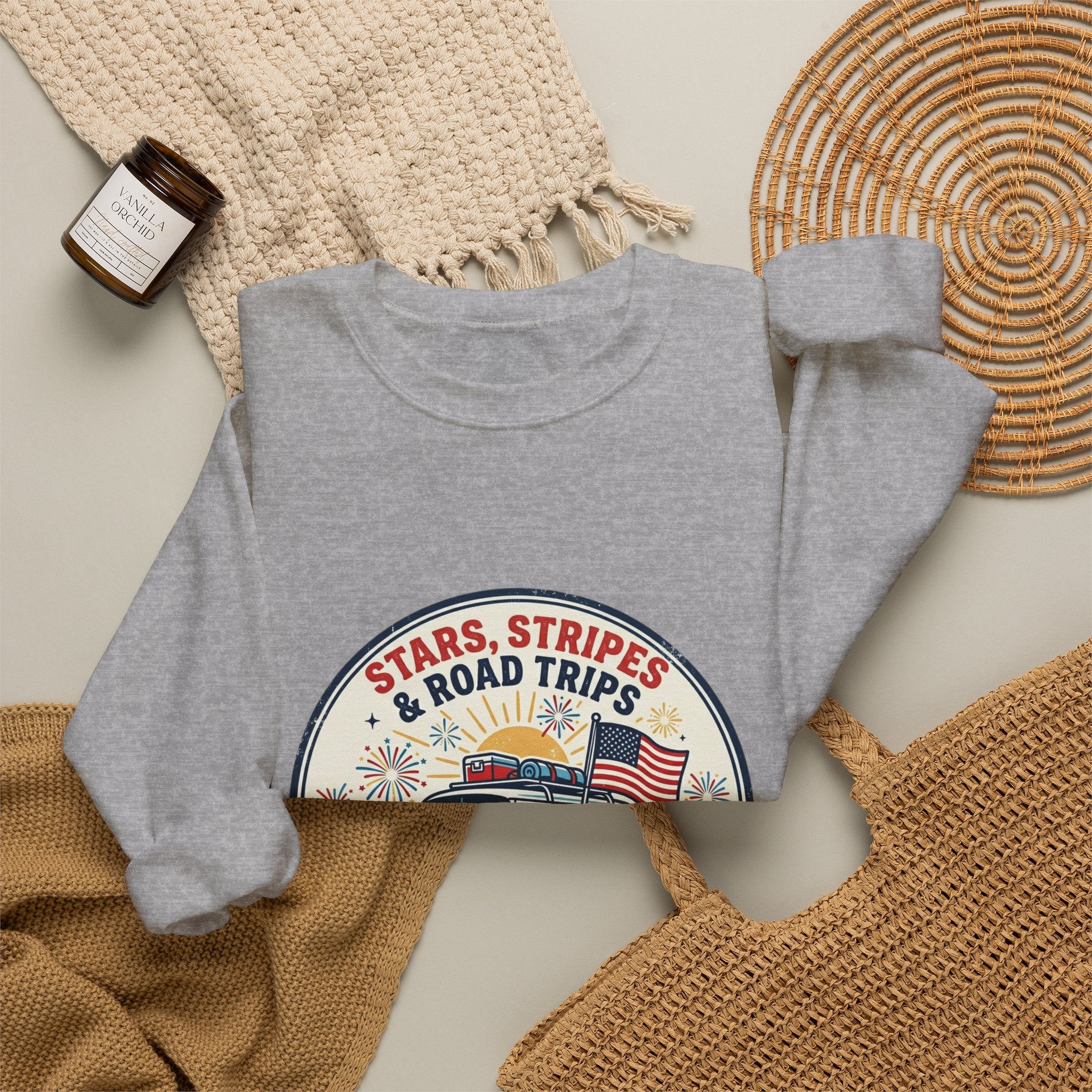 Stars & Stripes Road Trips Sweatshirt | vintage USA, red white blue