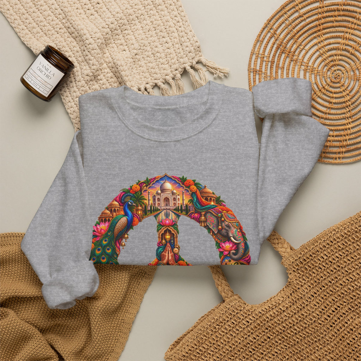 Floral Peace Sign Crewneck Sweatshirt — Psychedelic Hippie Vibe