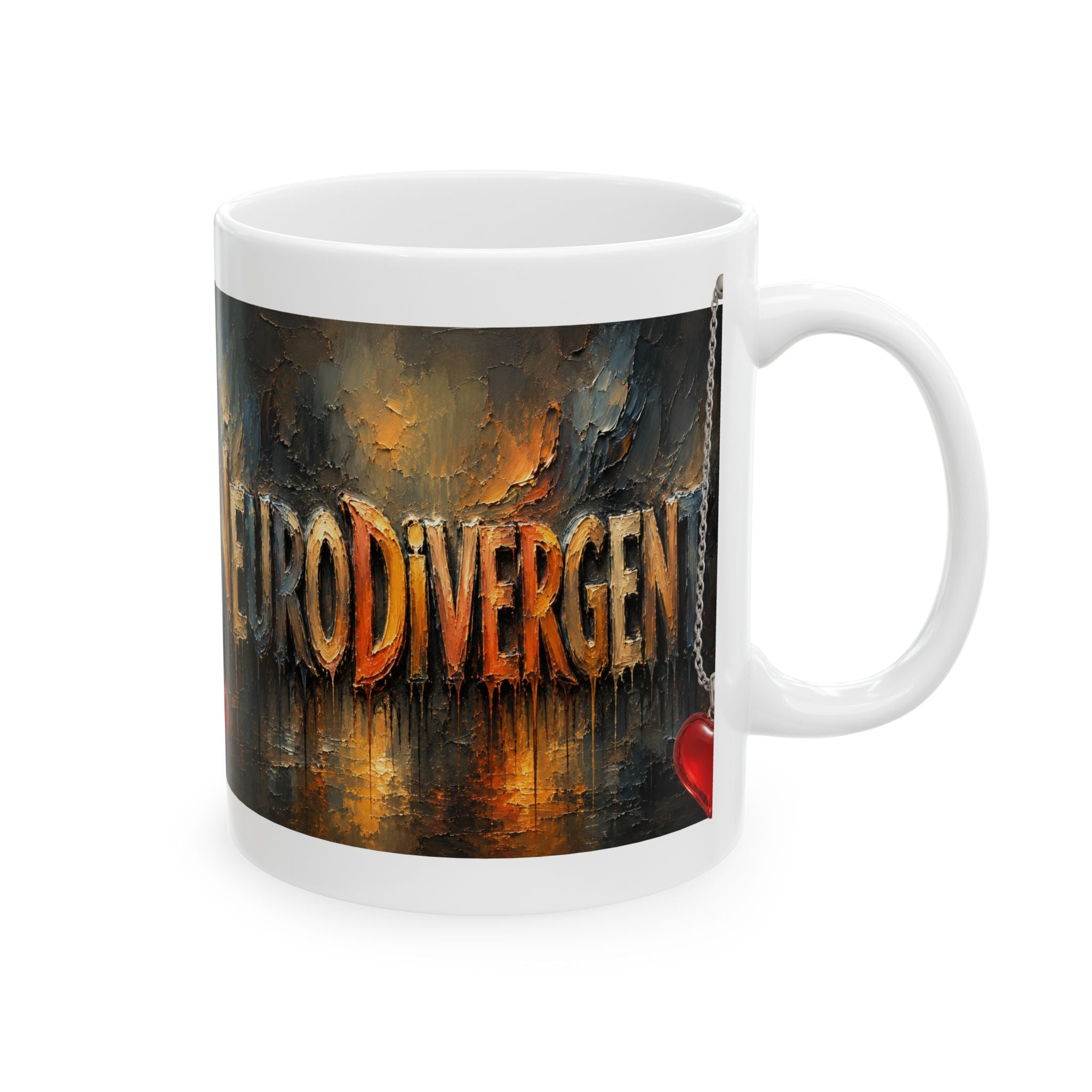 Emergency Neuron Mug — Gothic Heart Pendant Coffee Cup (11oz/15oz)Neurodivergent coffee mug with heart charms