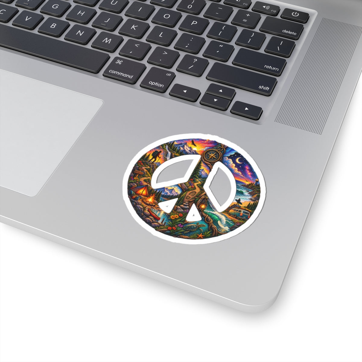 Peace Sign Sticker — Colorful Scenic Hippie Decal (Kiss-Cut)