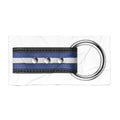 Beach Towel with Blue Leather Strap & Metal Ring Design – Nautical Stripe Pool & Shore Towel. Leather Pride towel