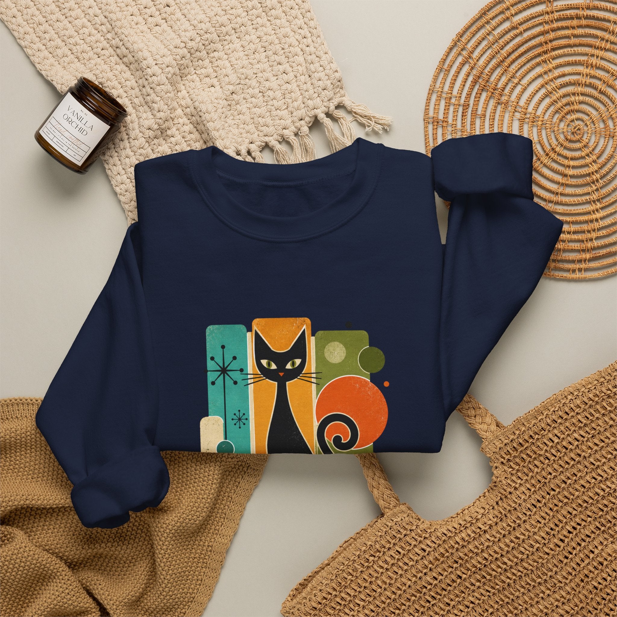 Meowdel Citizen Sweatshirt — Retro Cat Graphic Crewneck