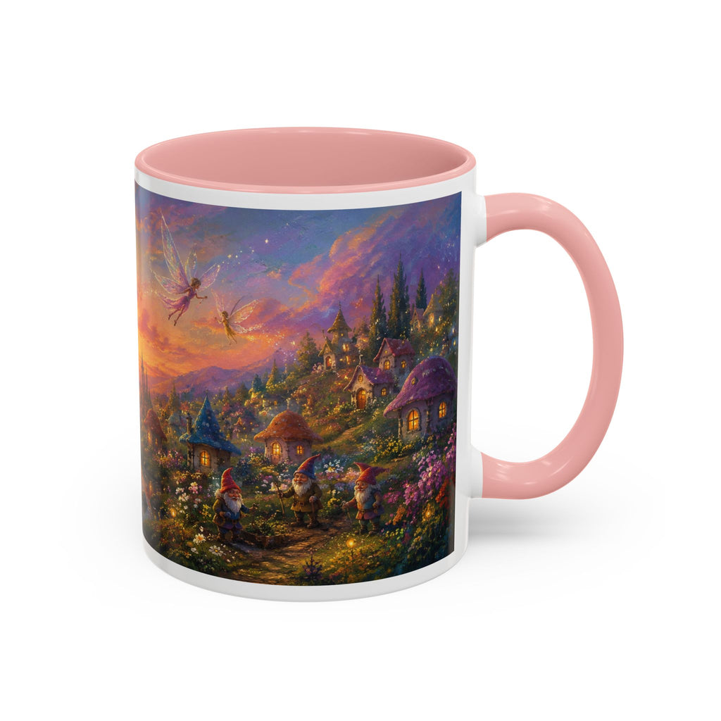 Fantasy Sunset Coffee Mug — Whimsical Village Sunrise Art Accent Mug (11/15oz)