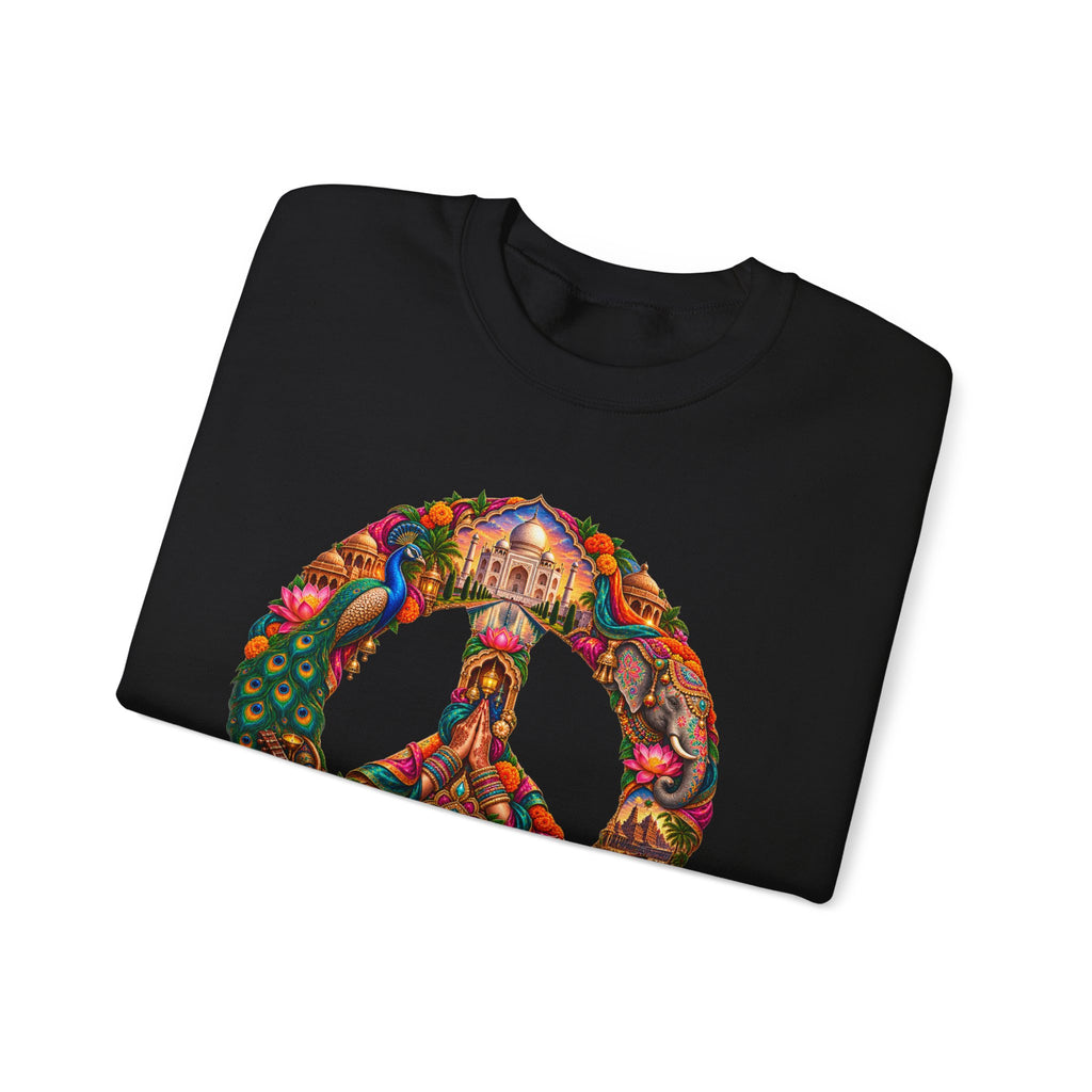 Floral Peace Sign Crewneck Sweatshirt — Psychedelic Hippie Vibe