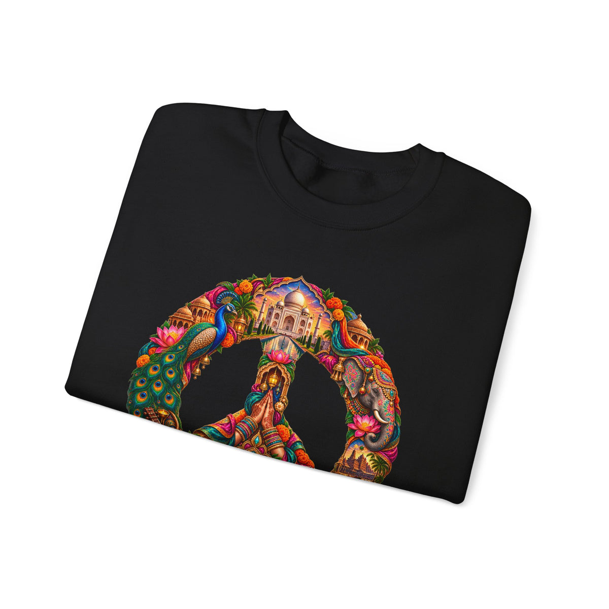 Floral Peace Sign Crewneck Sweatshirt — Psychedelic Hippie Vibe