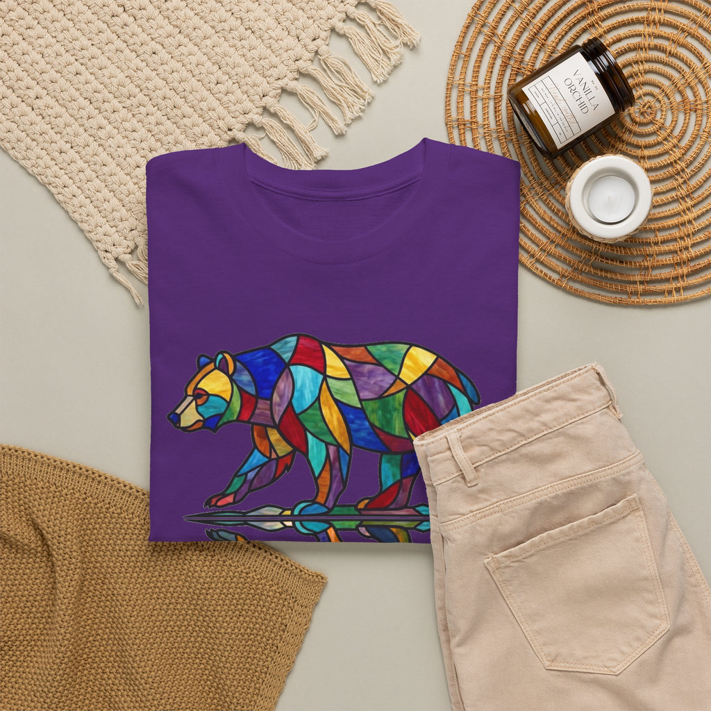 Stained Glass Bear Reflection T-Shirt — Colorful Nature Graphic Tee