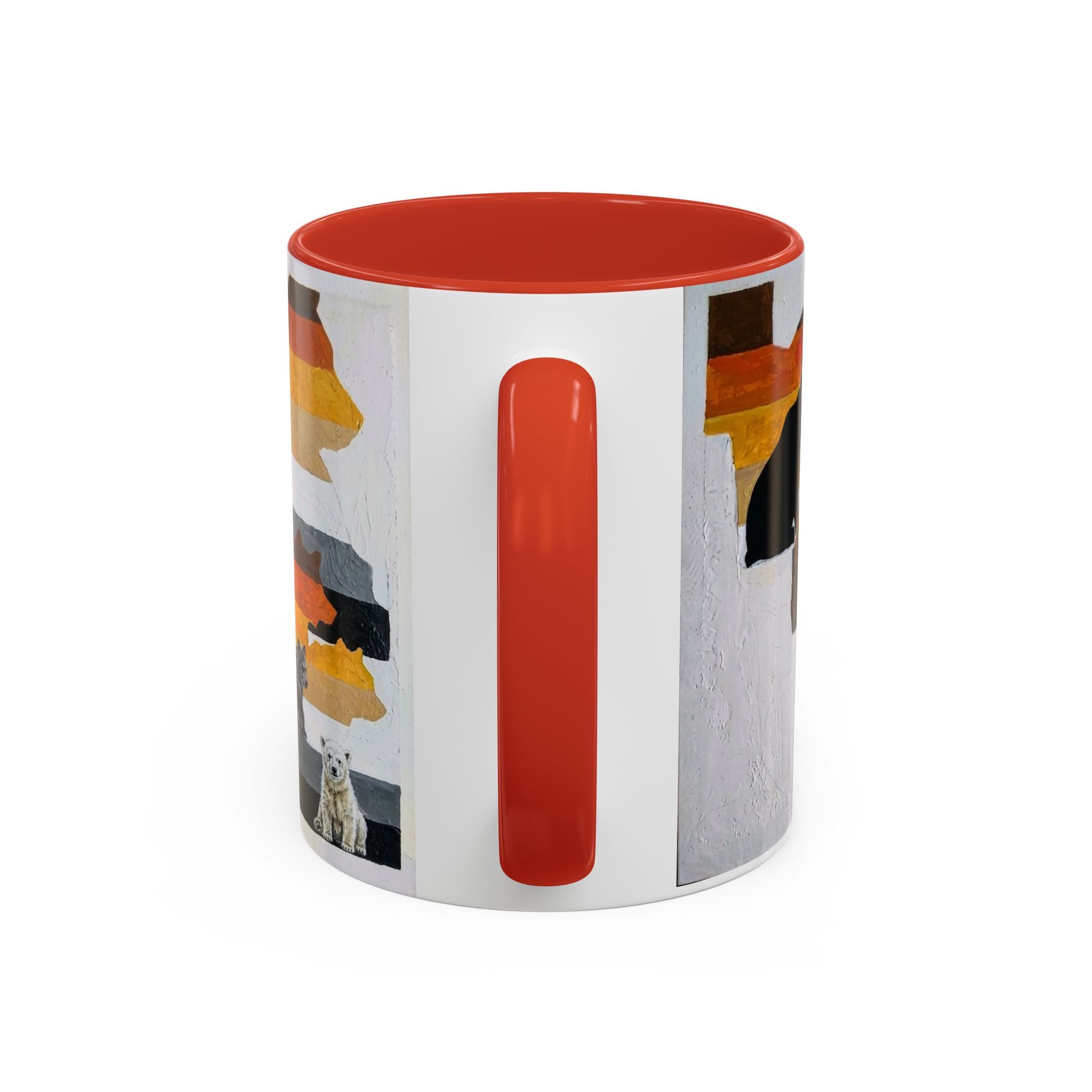 Bear Silhouette Accent Coffee Mug — Sunset Mountain Wildlife Design (11/15oz) Bear Pride. Leather man pride. Bears in leather.