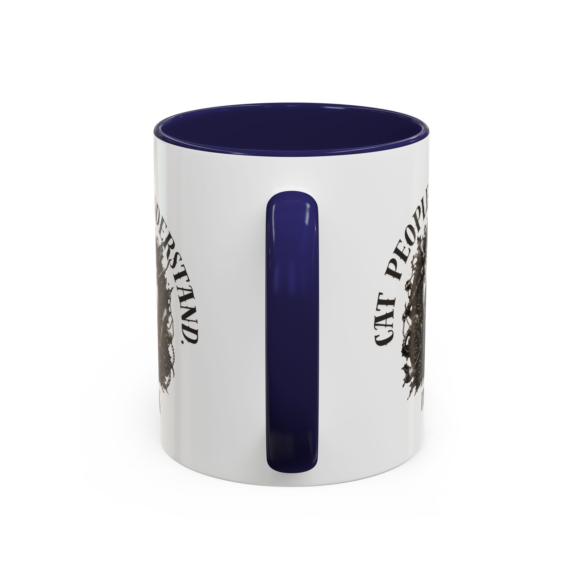 Cat People Understand Accent Mug — 'IYKYK' Black-Trim Coffee Cup. Cat lovers. Cat people. Cat mug.