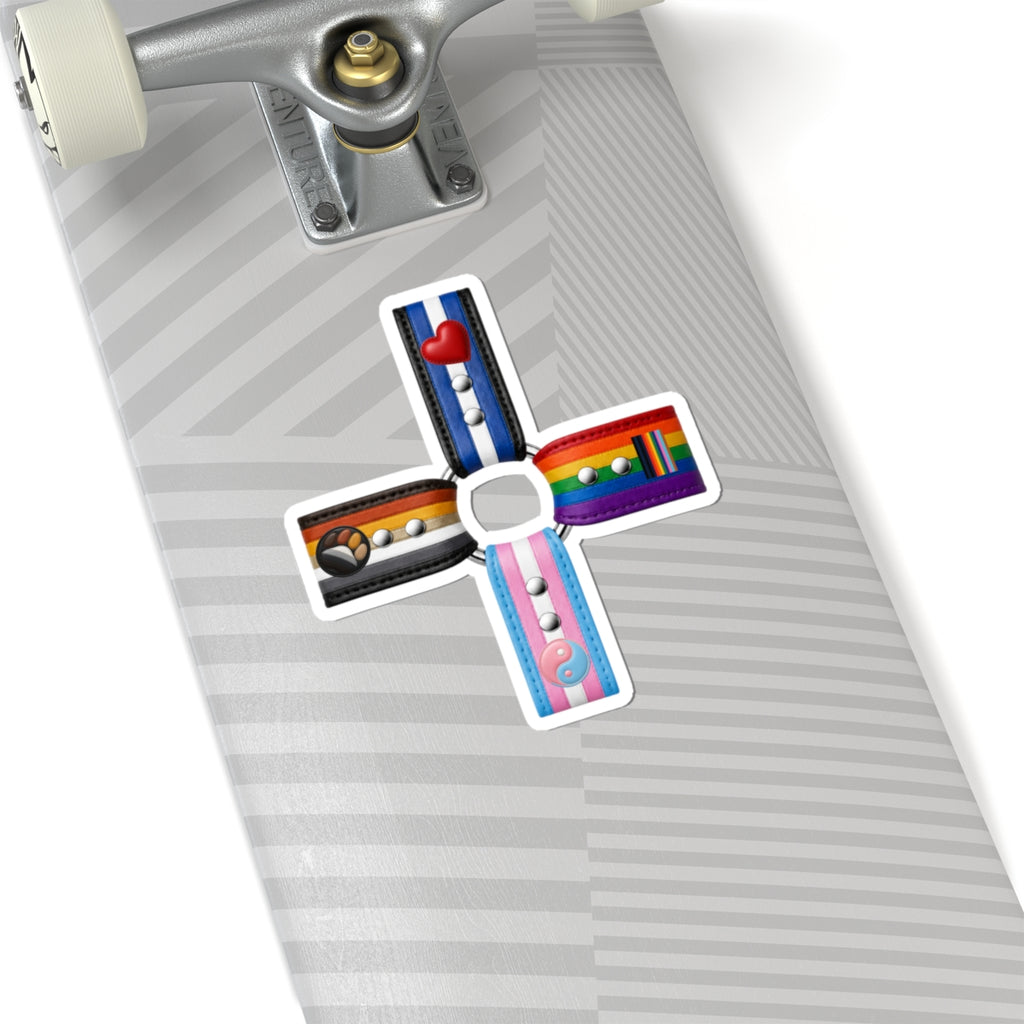 Pride Flag Cross Sticker — LGBTQA+ Inclusive Kiss-Cut Sticker Pack