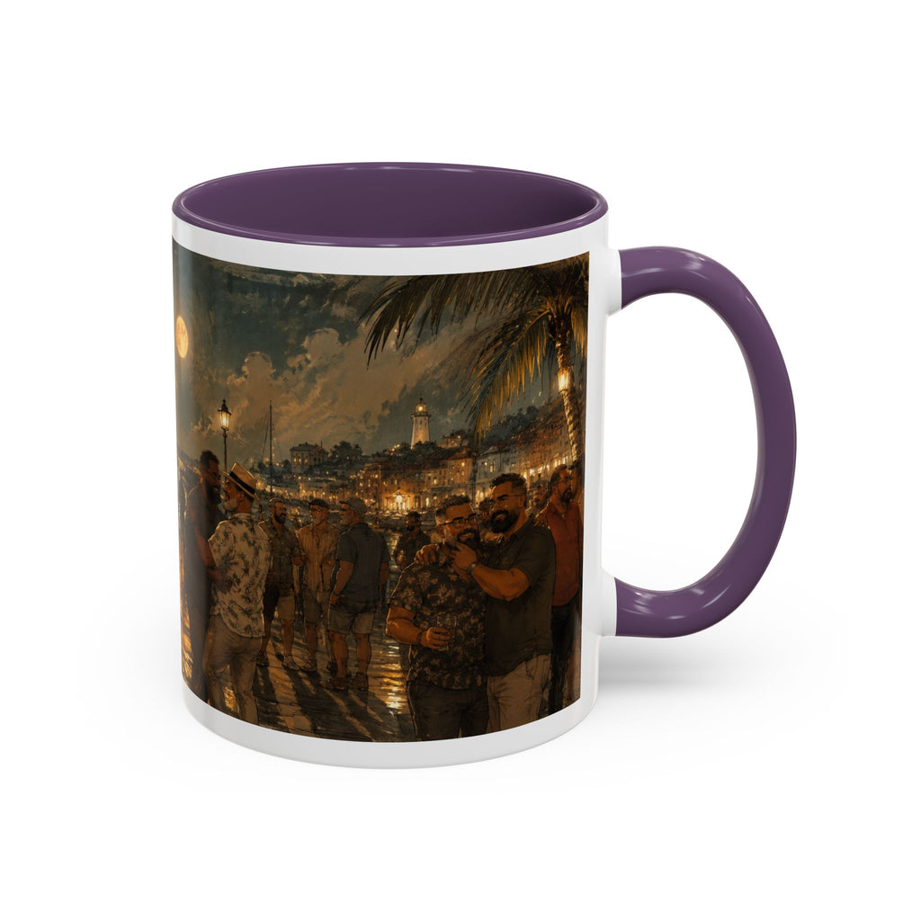 Tropical Night Market Coffee Mug — Moonlit Street Scene Accent Mug (11/15oz) This is a Bear community Bear event coffee Mug.
