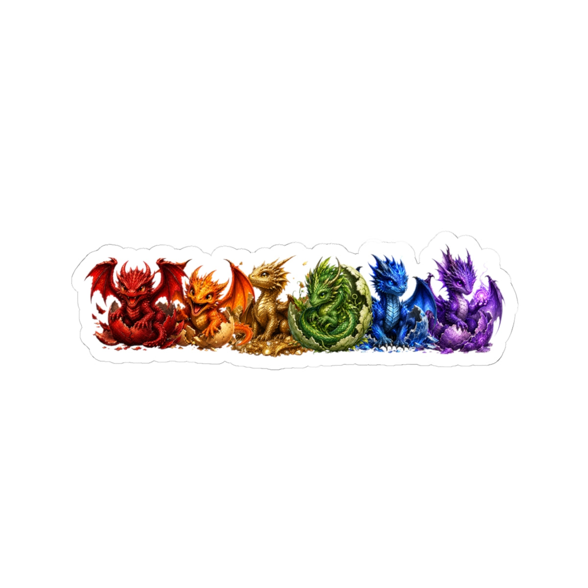 Rainbow Baby Dragons Kiss-Cut Sticker
