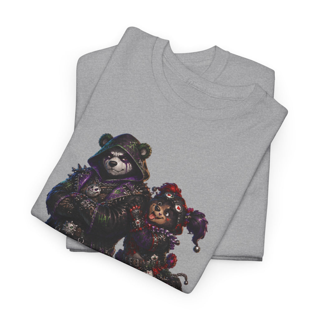 Gothic Bear Duo T-Shirt. Dark Night biker bear mashup tee. Hardly Joking around in Gothic gear.